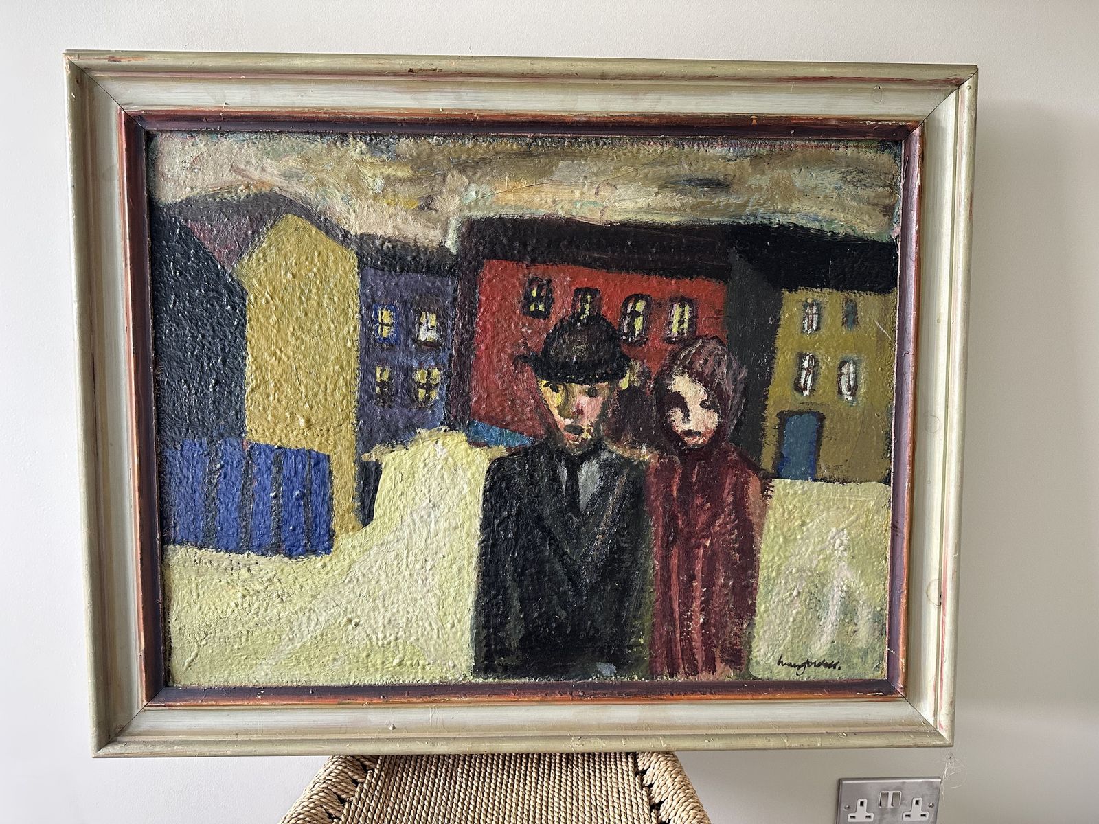 Ivan Jordell (1901 1965) Swedish Mid Century Oil Painting ‘Couple In Urban Environment