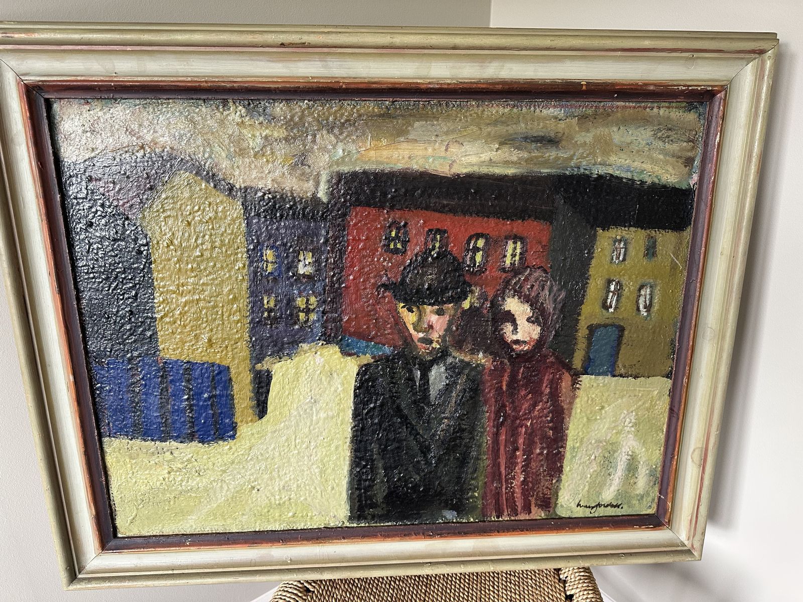 Ivan Jordell (1901 1965) Swedish Mid Century Oil Painting ‘Couple In Urban Environment photo furniture
