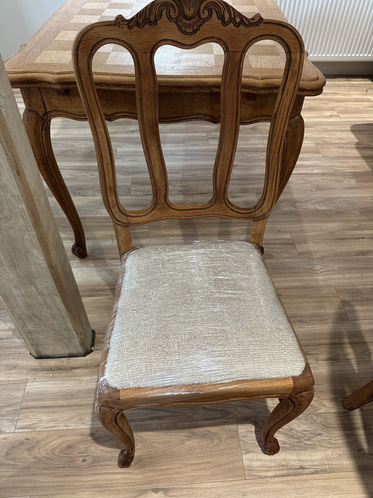 photo buy Louis XV Style Parquet Extendable Table And Chairs 20th Century
