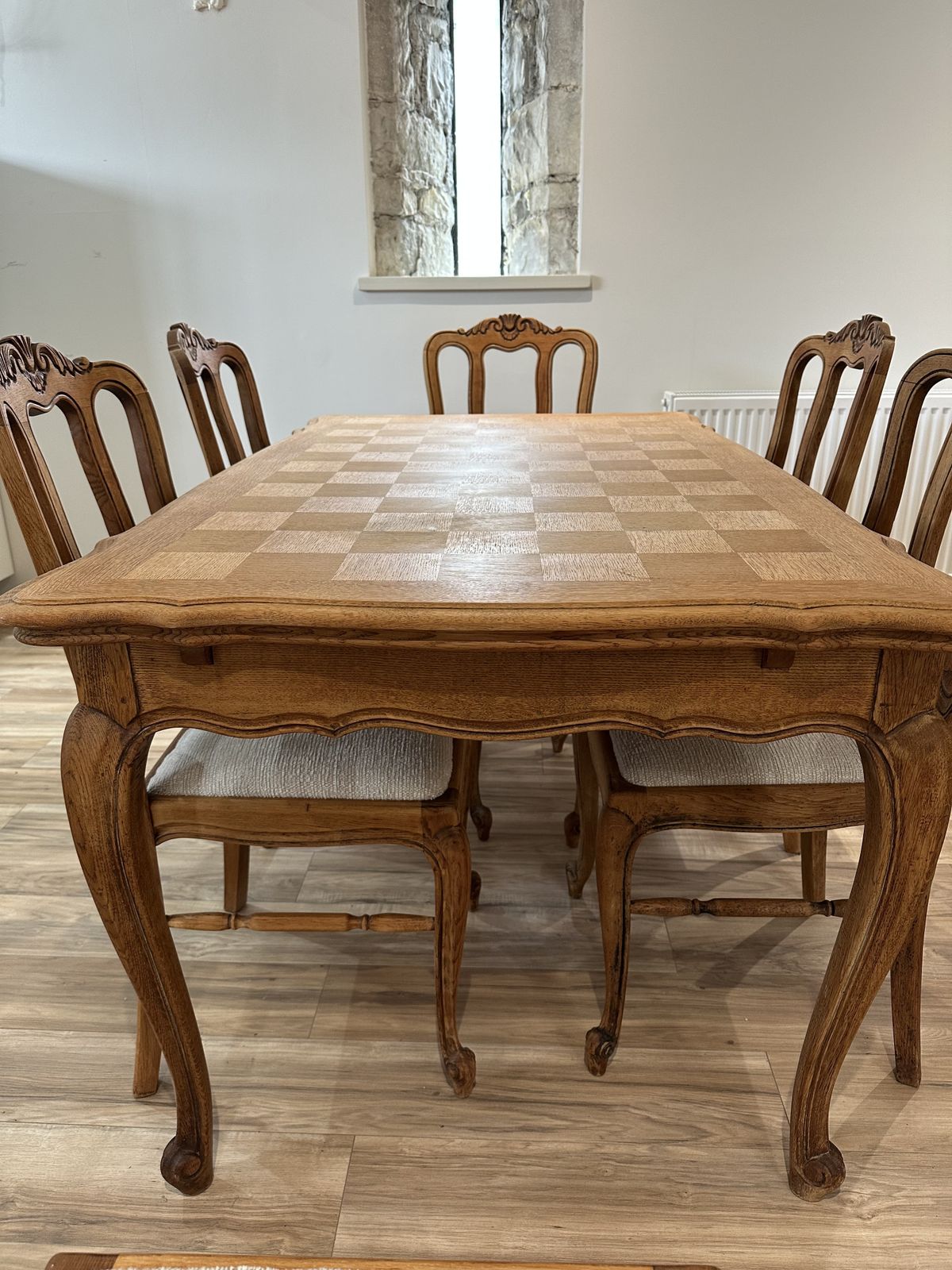 Louis XV Style Parquet Extendable Table And Chairs 20th Century photo for sale