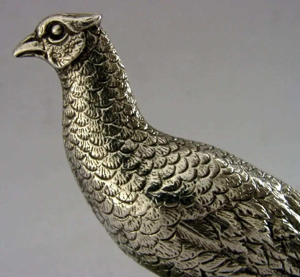 Zeldzame sterling zilveren bureaufazant, vogelfiguur, 1970, jacht, schietsport, 430g photo Kunst