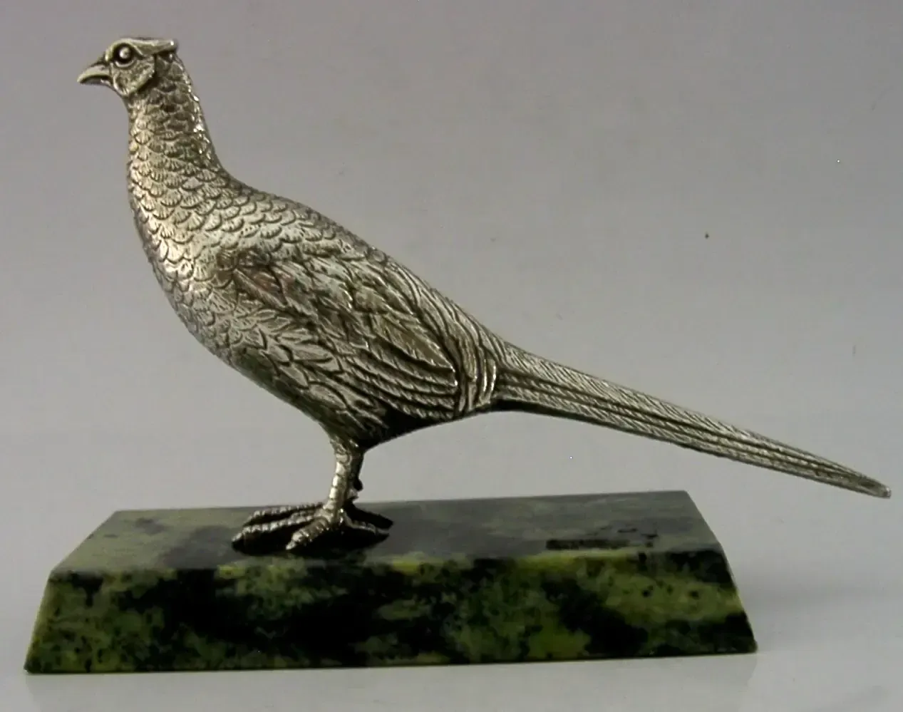 Zeldzame sterling zilveren bureaufazant, vogelfiguur, 1970, jacht, schietsport, 430g photo vintage