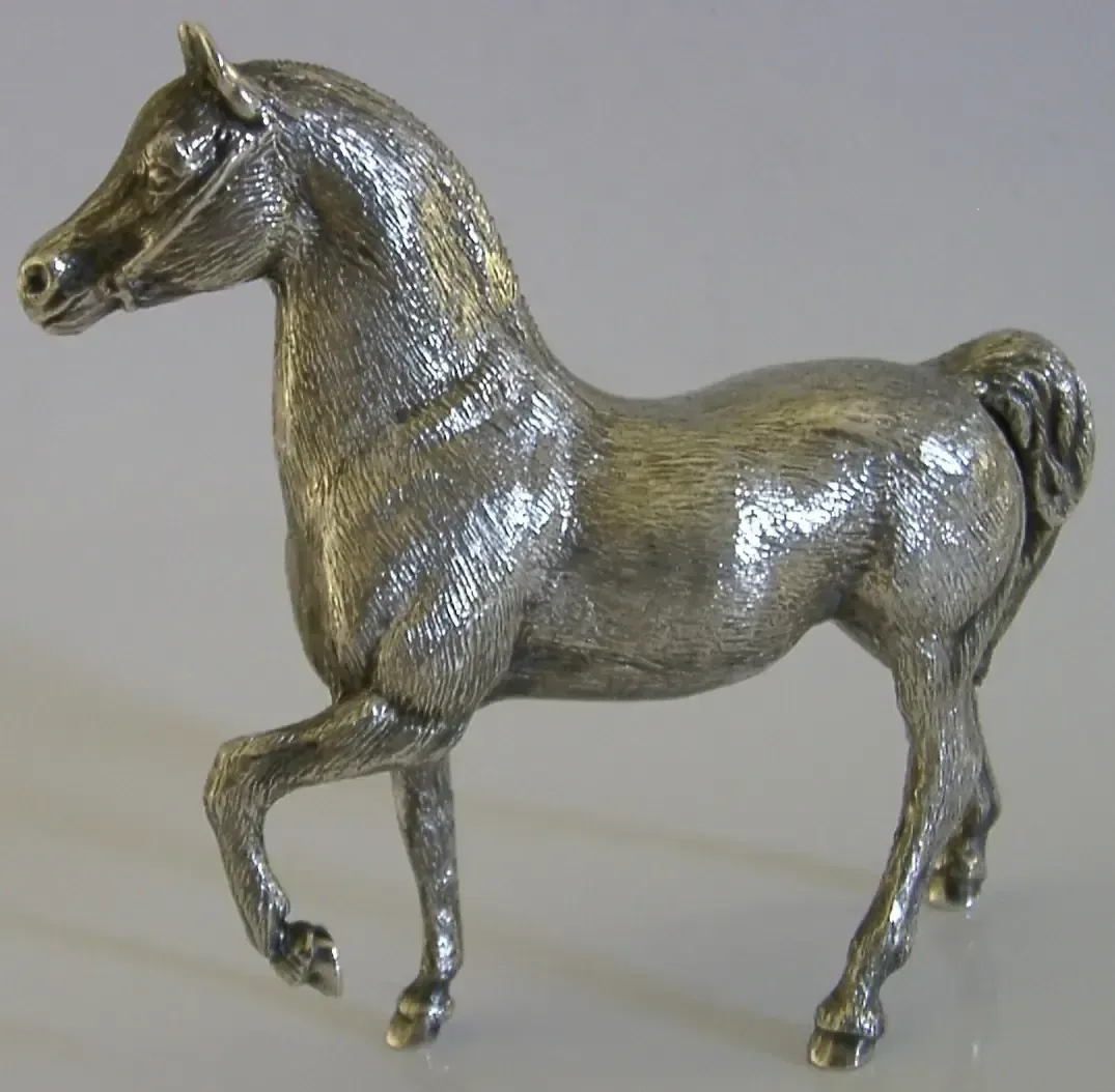 Good Size Rare English Solid Sterling Silver Horse Pony Figure 1972 Riding 180g photo for sale