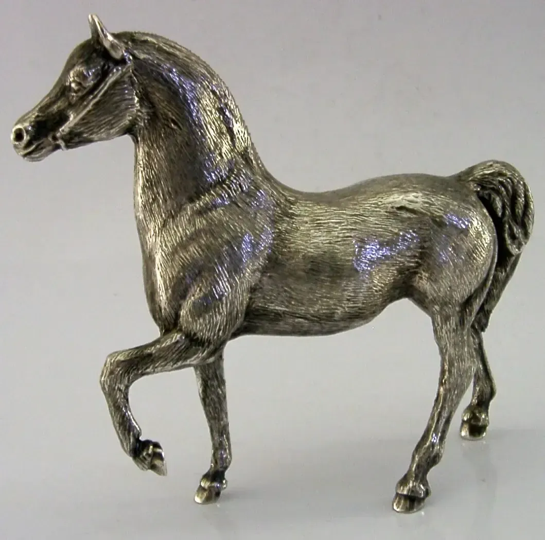 Good Size Rare English Solid Sterling Silver Horse Pony Figure 1972 Riding 180g