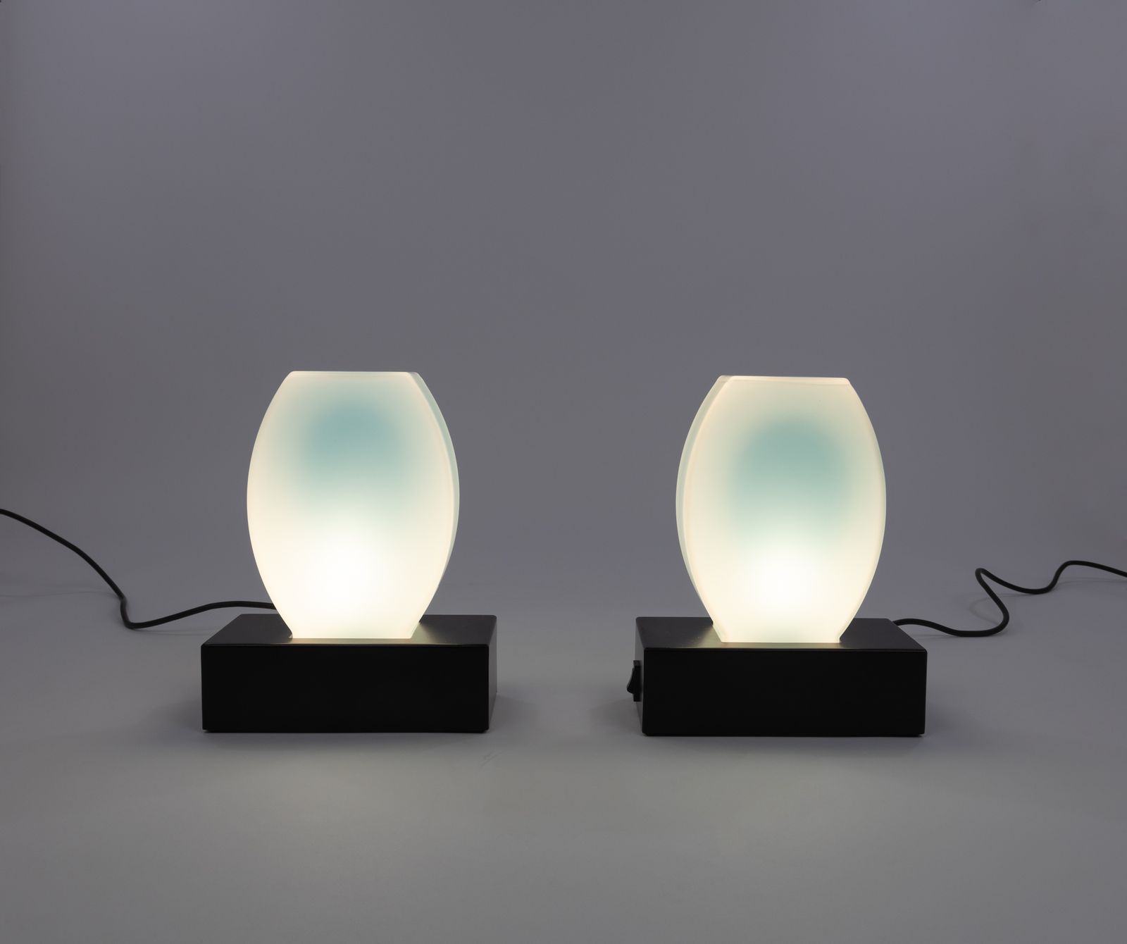 Pair Of Blue Dorane Table Lamps By Ettore Sottsass For Stilnovo, 1970s photo Lighting