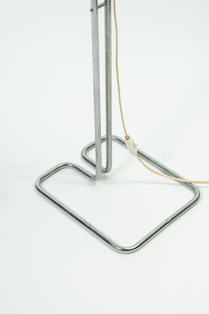 Ikea Vintage Orange Floor Lamp With Chrome Rod And Geometric Base For Börje Claes Modern Scandinavian Space Age photo Lighting