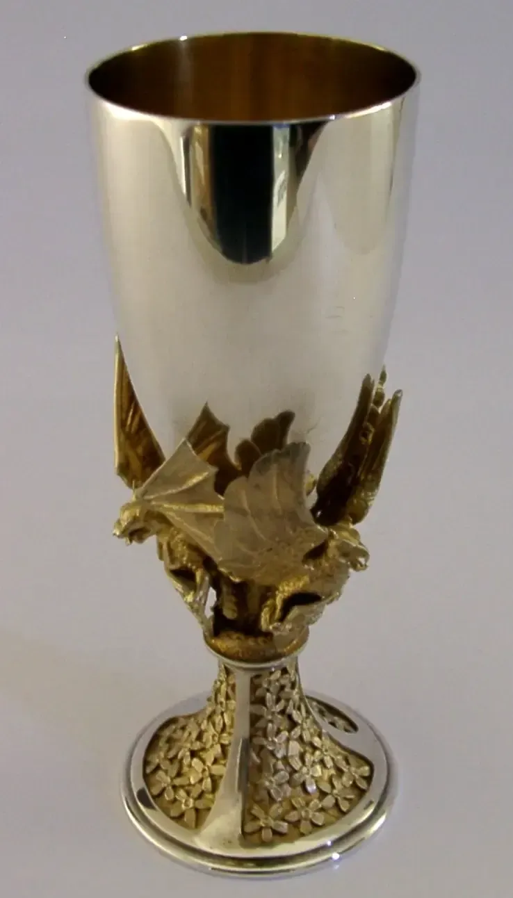Rare calice en argent massif sterling doré Aurum 376 g, Londres 1981 photo Décoration
