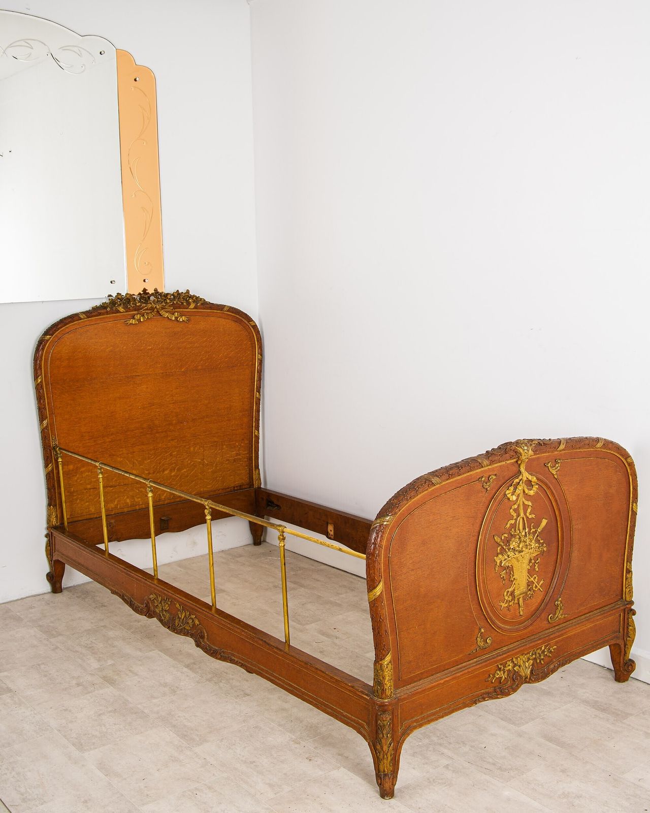 Antique French Louis XV Style Walnut & Giltwood Daybed photo furniture