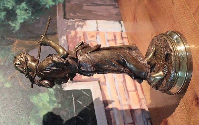 Bronze Statue Of E. Aizelin 19th photo vintage