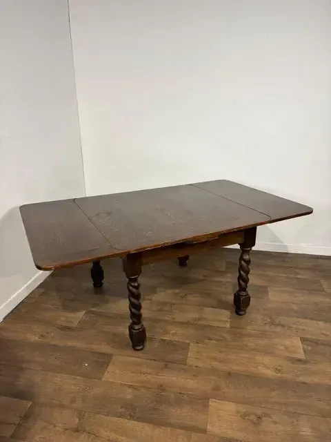 Vintage Oak Barley Twist Draw Leaf Dining Table photo 329.0