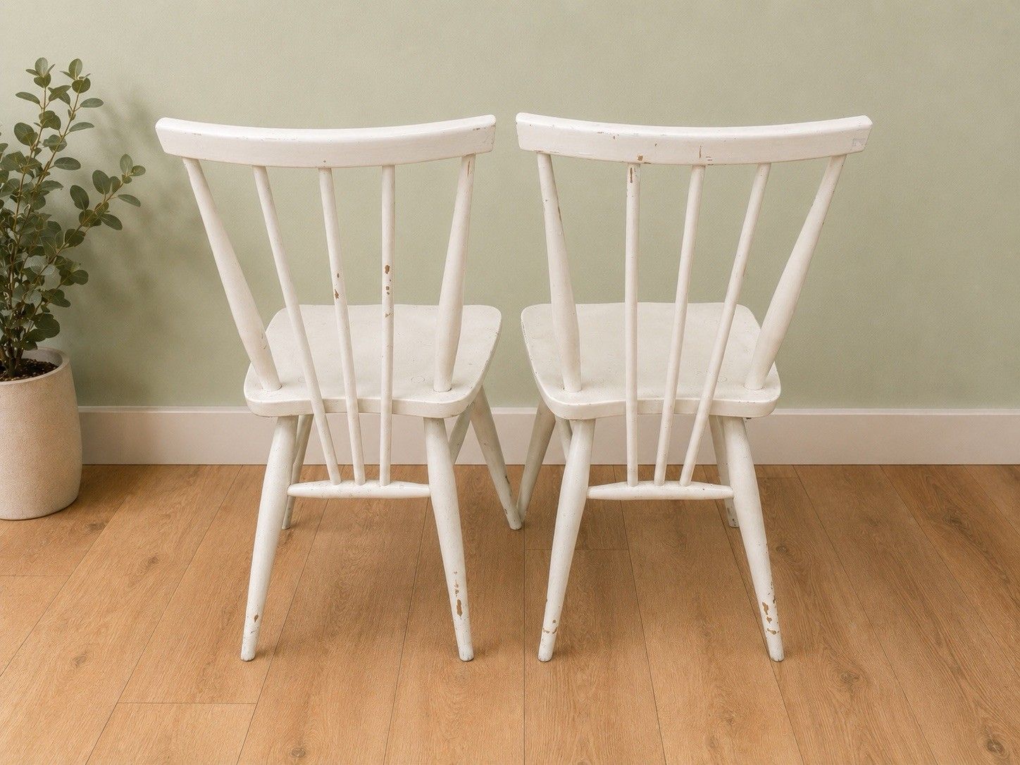 Pair Of Vintage Ercol Chairs – Painted White – Design 889423 photo furniture