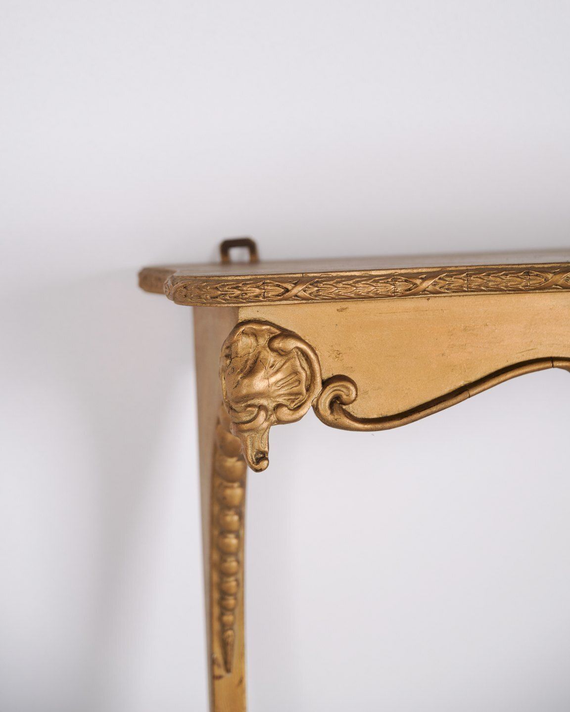 Wall Mounted Console Table In Gilded Wood With Carvings In Rococo Style From The 1920s photo for sale