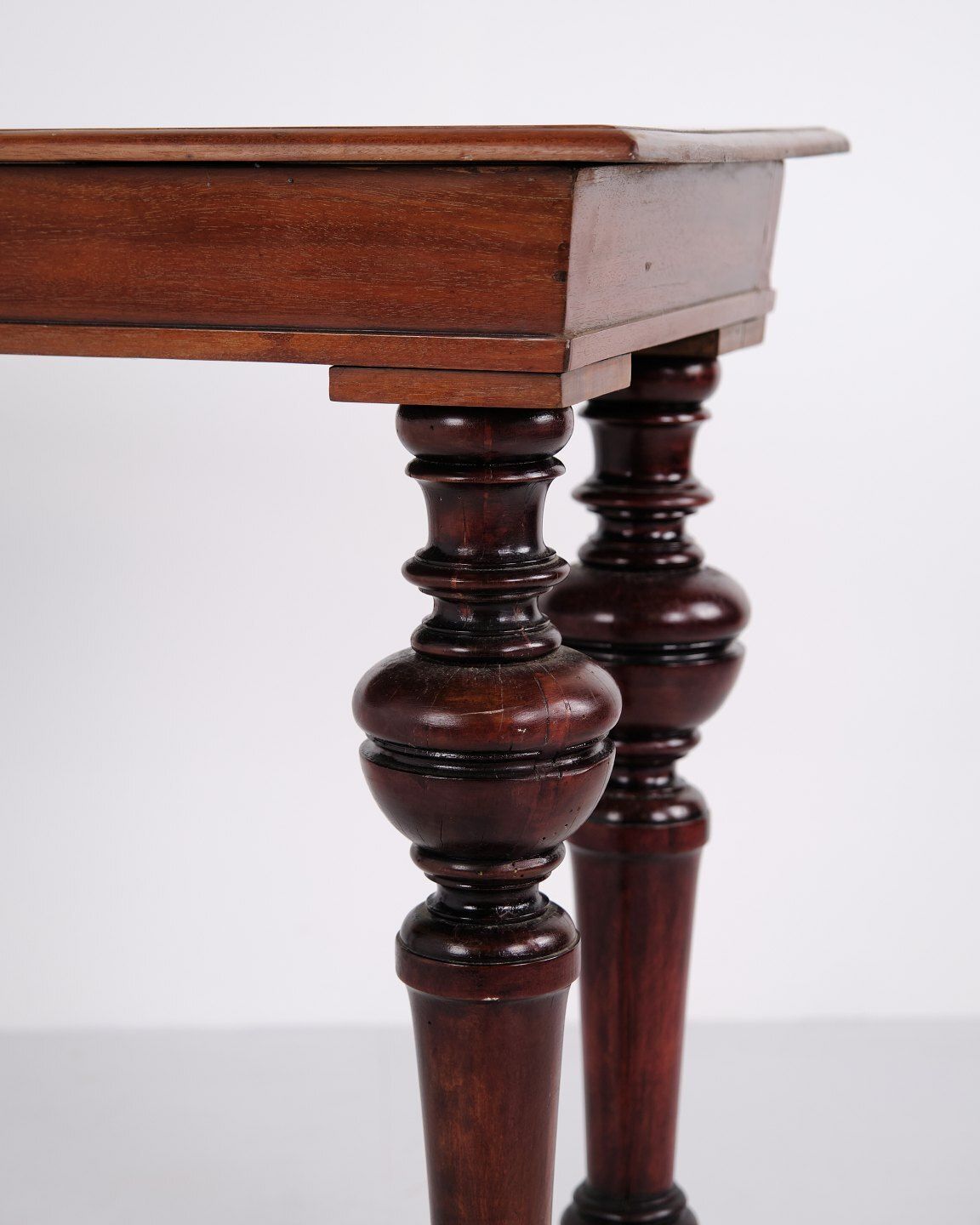 Wall Table / Console Table In Mahogany With Carved Round Legs From The 1880s photo for sale