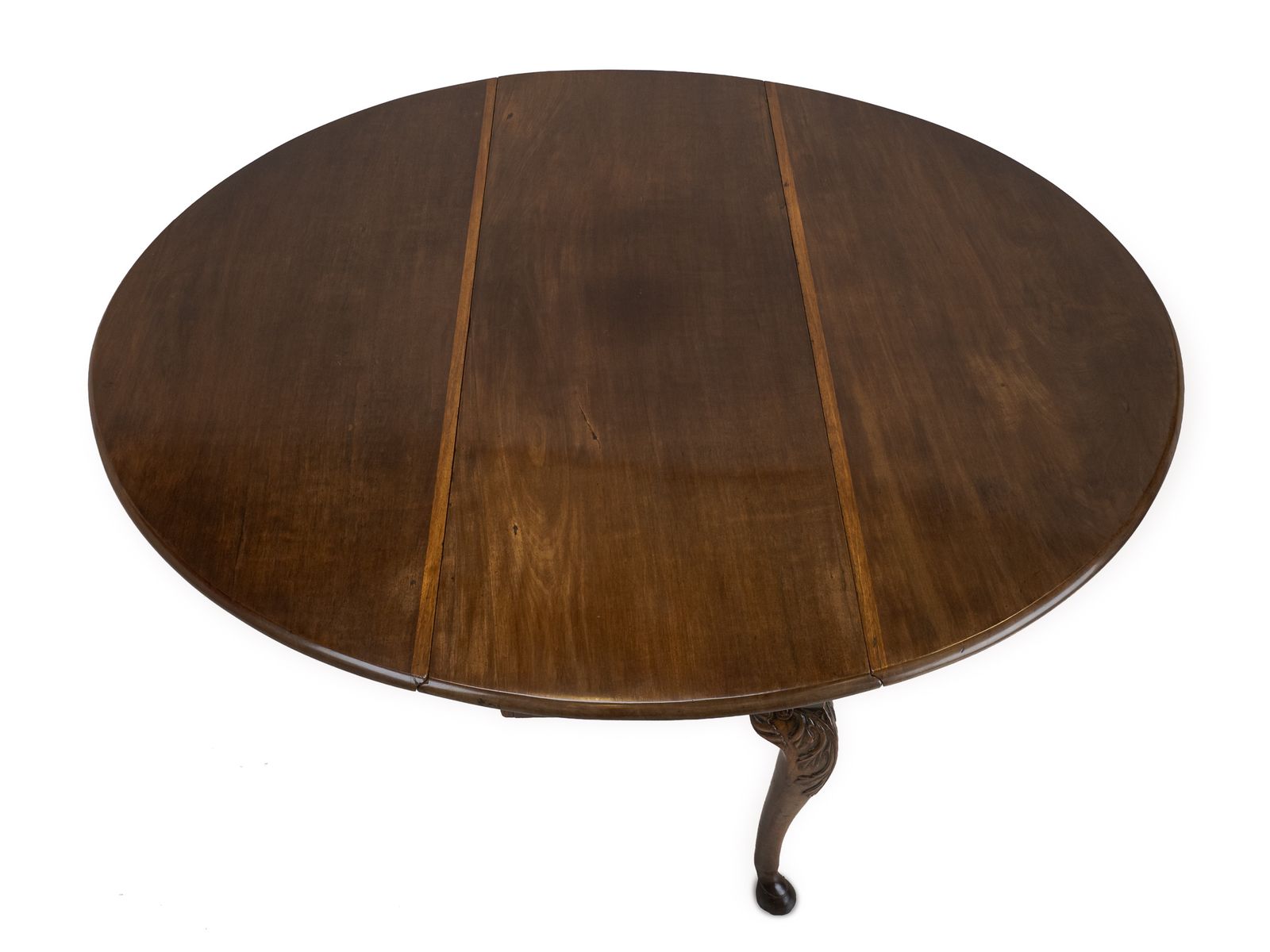 George II Irish Mahogany Oval Drop Leaf Dining Table, C.1750, Carved Cabriole Legs And Hoof Feet photo vintage