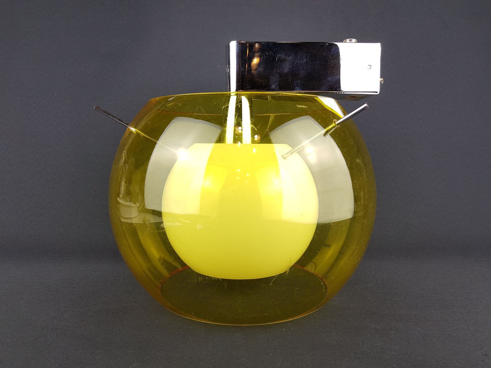 Vintage Rossetti Italy Yellow Wall Lamp – Mid Century Modern Plastic Sconce – Italian Design 1970s