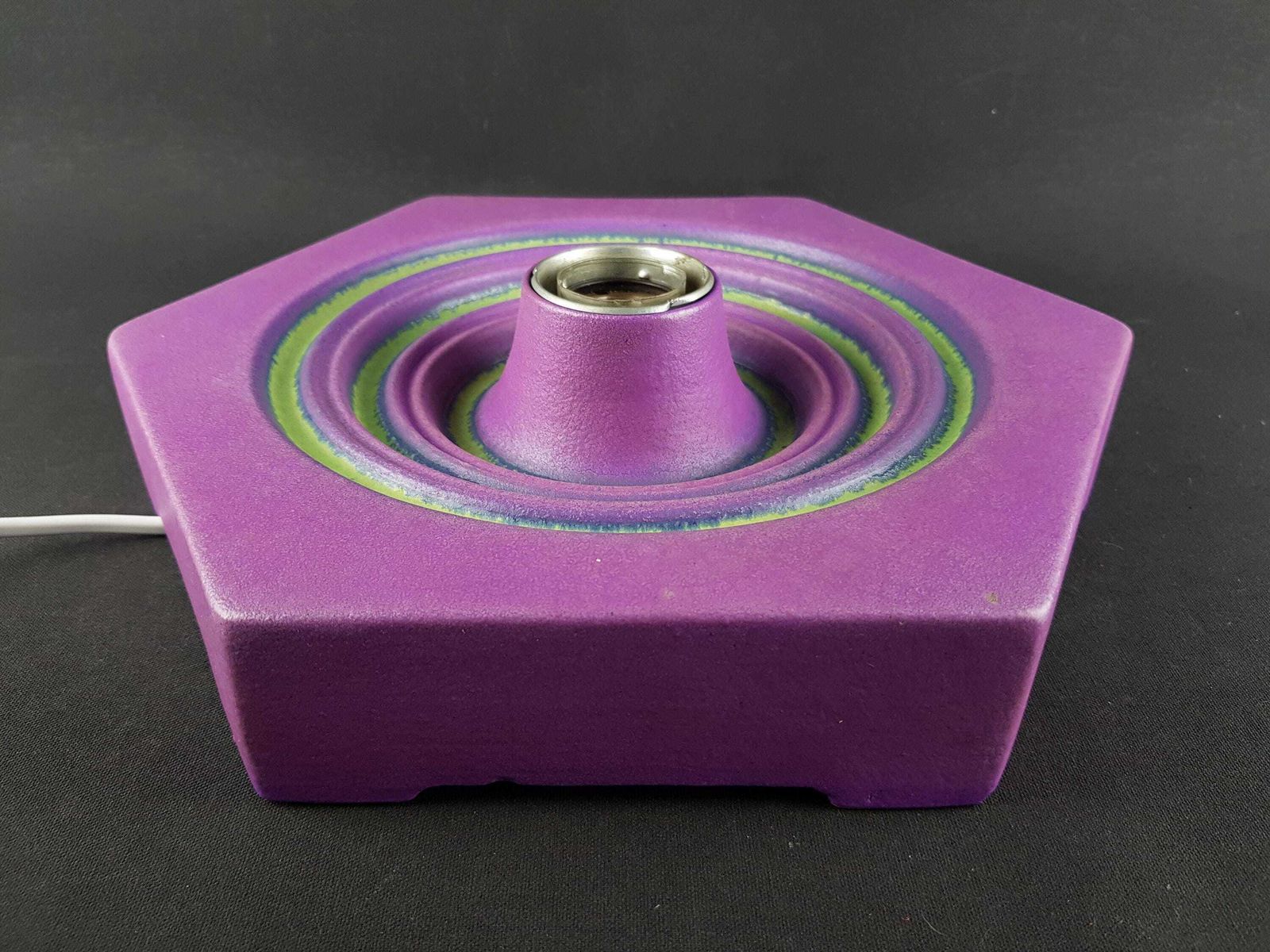 Vintage Sische Leuchten Purple And Green Sconce Wall Ceiling Lamp 1970's photo vinterior