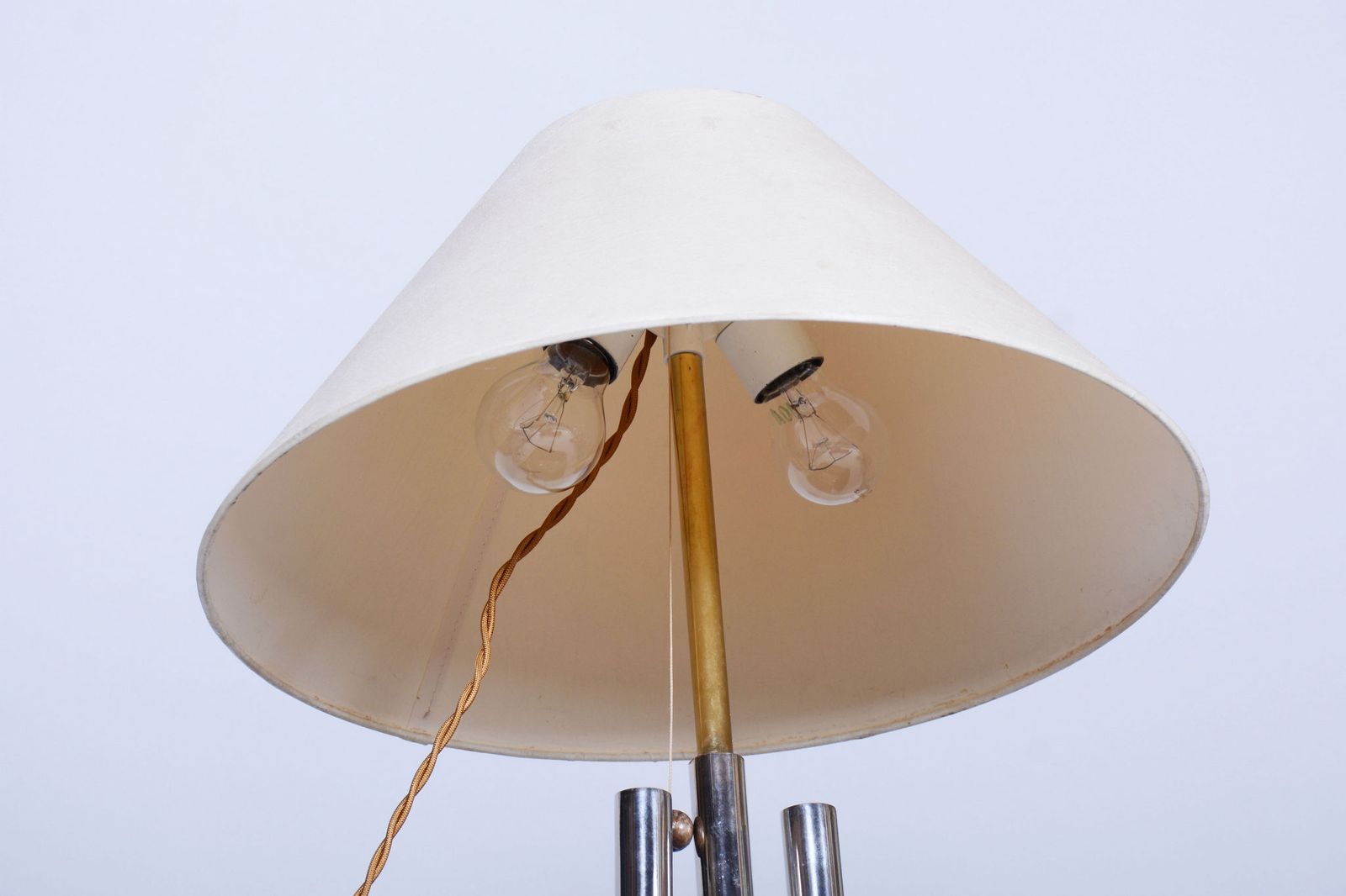 Restored Mid Century Table Lamp, Chrome Plated Steel, Glass, Italy, 1970s photo vintage