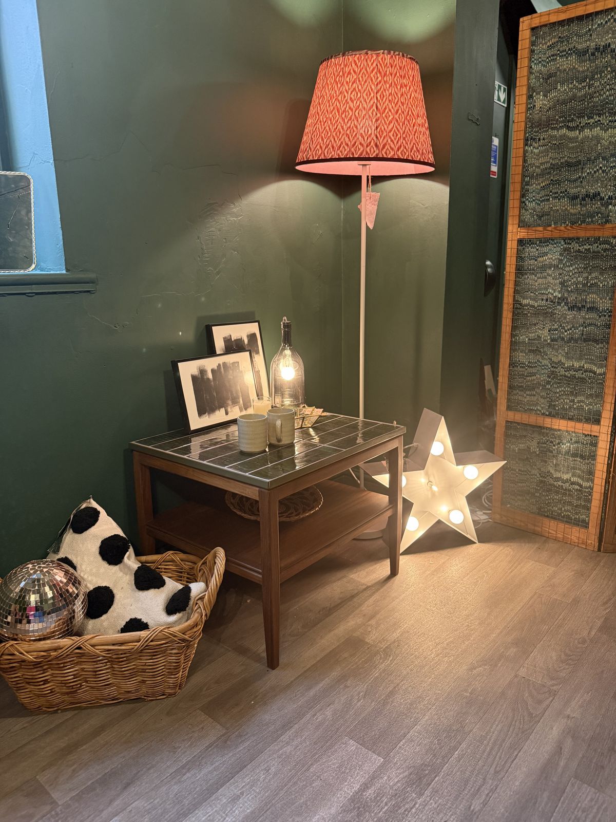 Mid Century Coffee Table With Hand Tiled Emerald Green Moroccan Top — One Of One photo furniture