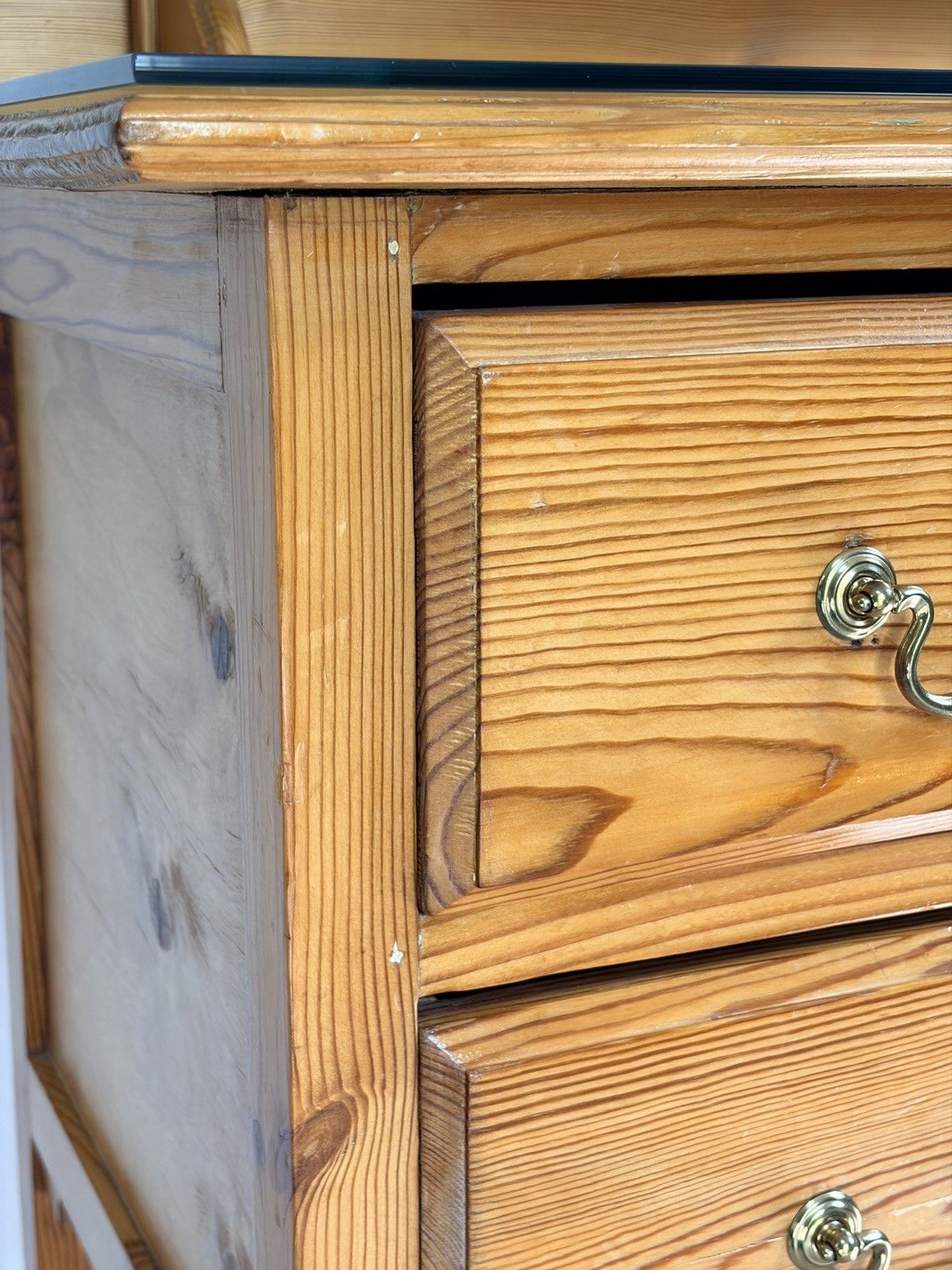 Antique Edwardian Pine Dressing Chest Table Vanity Swing Mirror 2 Drawers Glass photo Furniture
