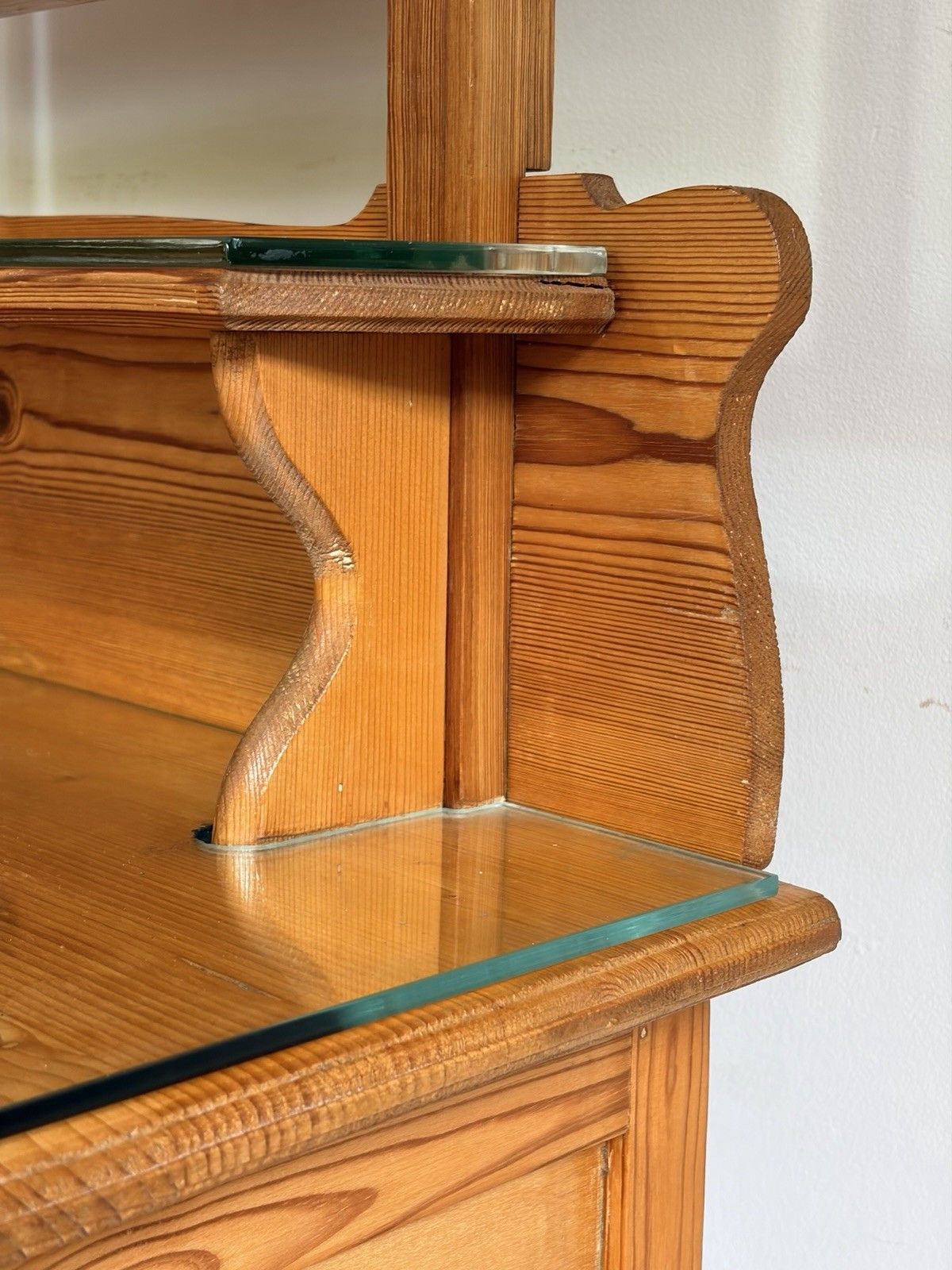 photo vintage Antique Edwardian Pine Dressing Chest Table Vanity Swing Mirror 2 Drawers Glass
