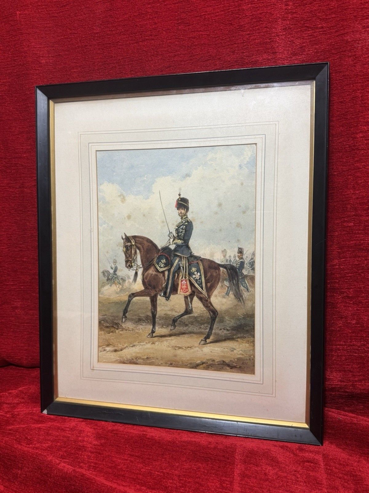 Royal Hussars Military Illustration Watercolour By Henry Martens Circa 1850 photo 750.0