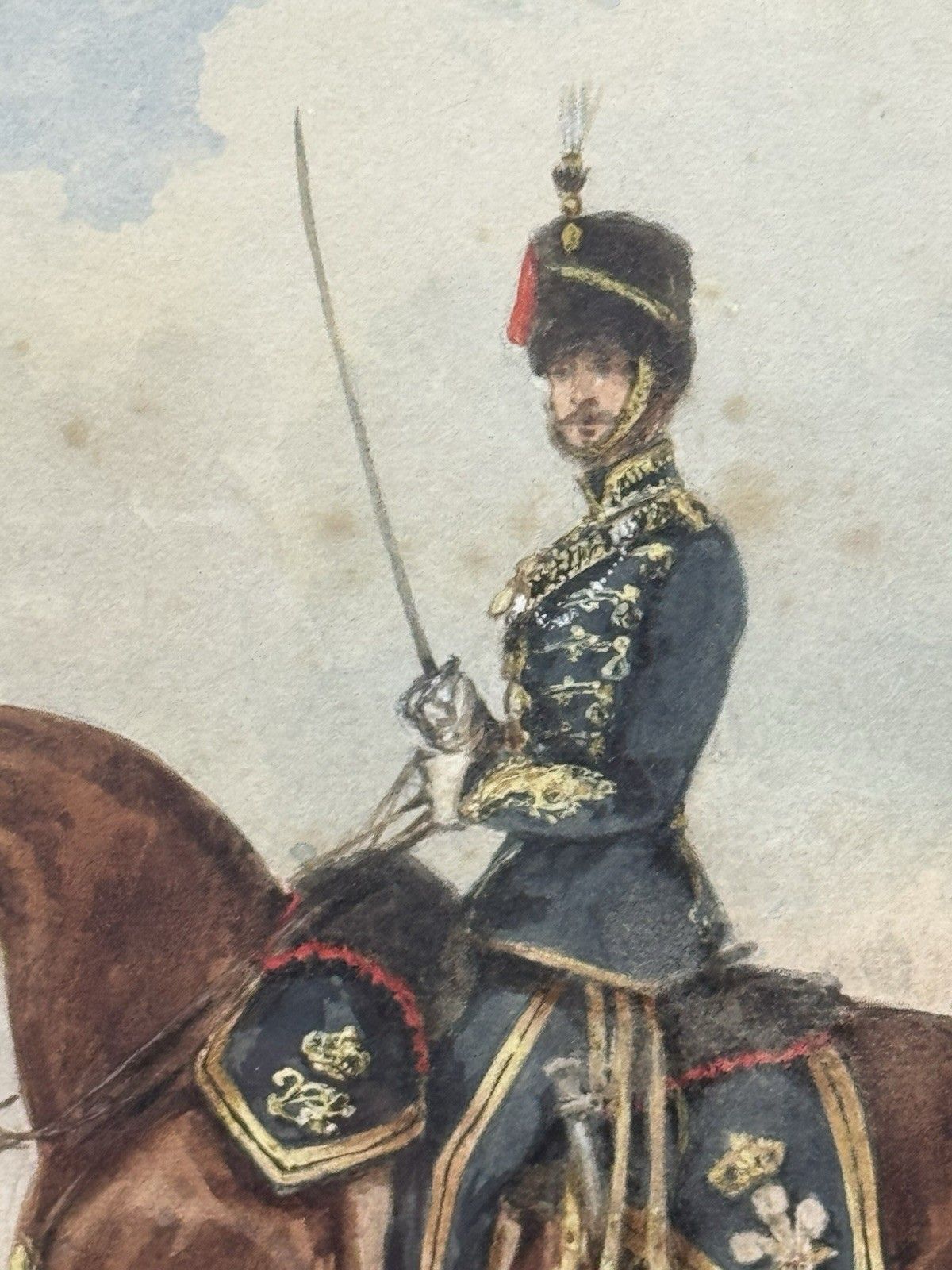 photo furniture Royal Hussars Military Illustration Watercolour By Henry Martens Circa 1850