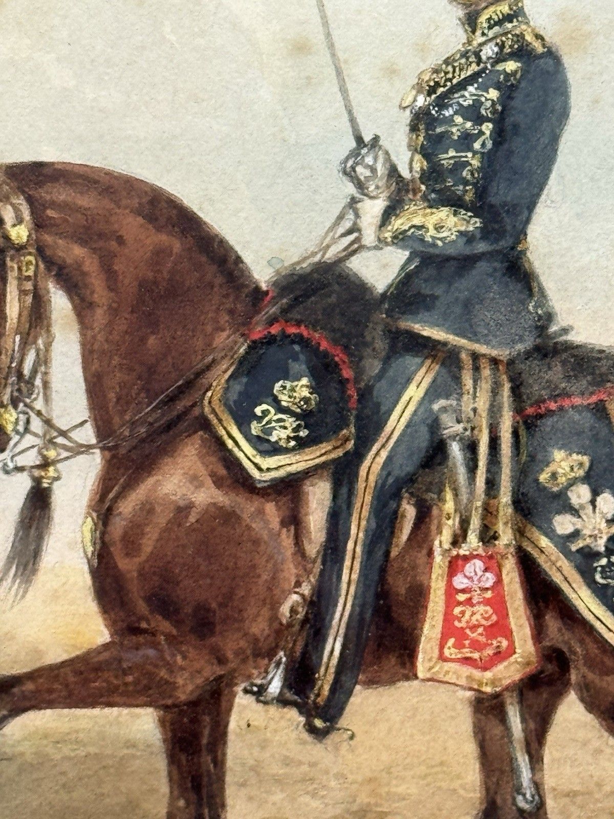 Art Royal Hussars Military Illustration Watercolour By Henry Martens Circa 1850 photo