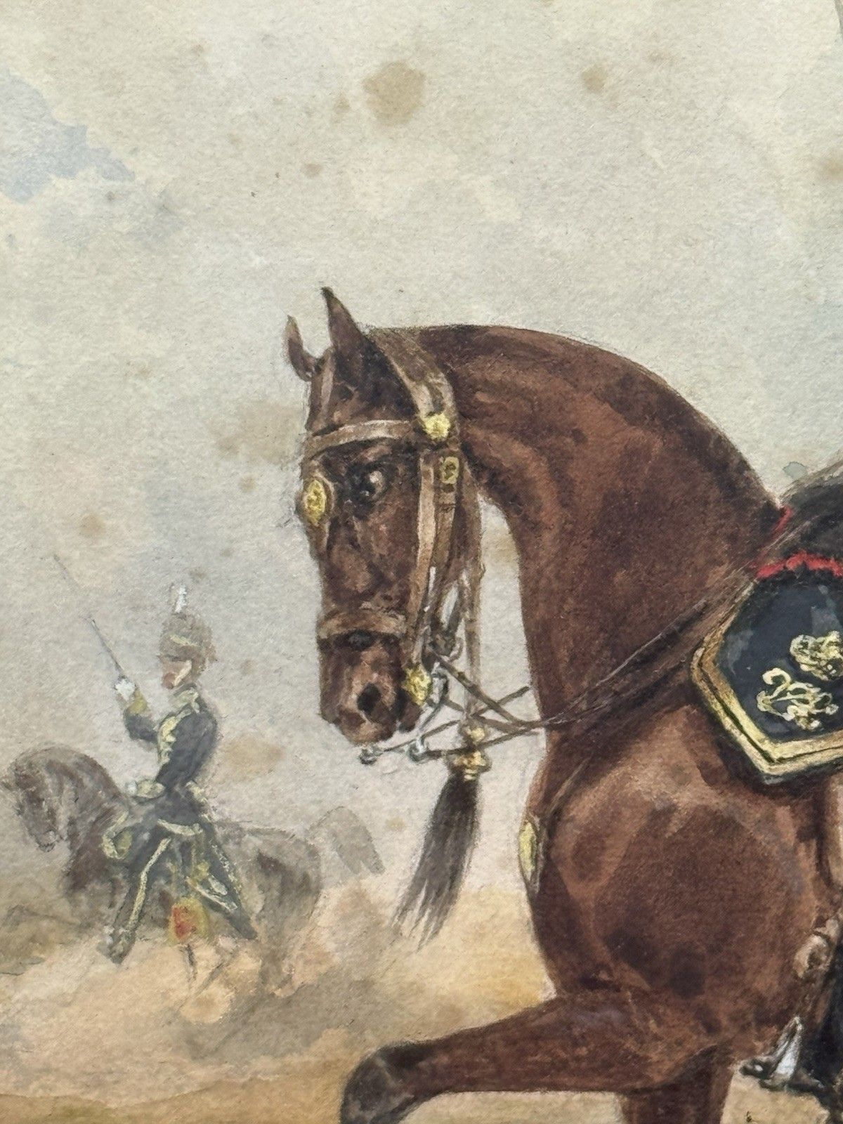 photo buy Royal Hussars Military Illustration Watercolour By Henry Martens Circa 1850