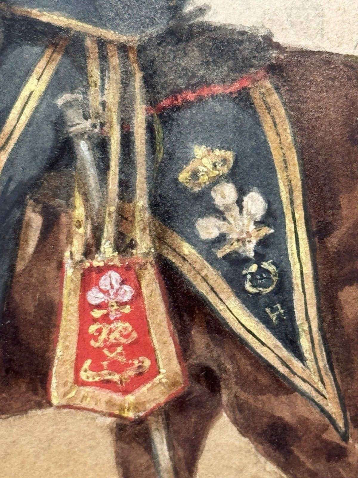 photo vintage Royal Hussars Military Illustration Watercolour By Henry Martens Circa 1850
