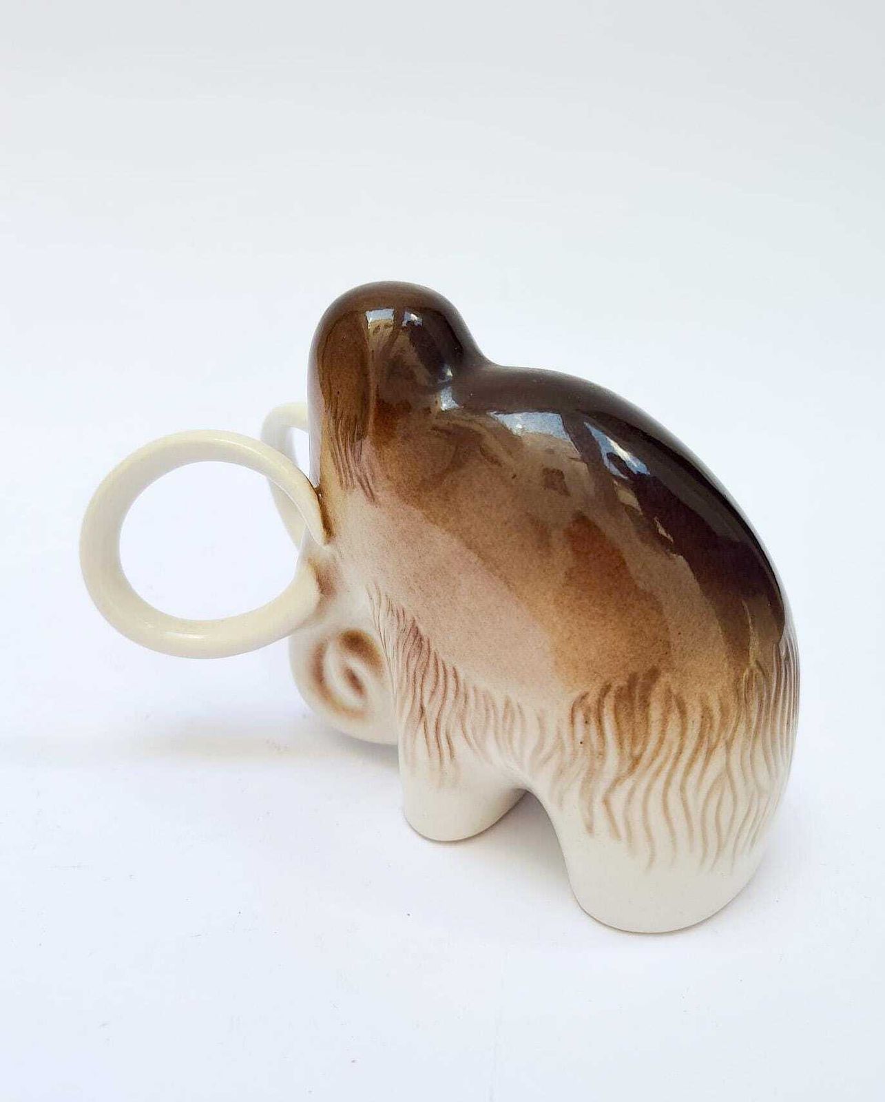Vintage keramisch beeldje wolharige mammoet – Lomonosov, Made in USSR – Mid-Century Modern photo Woonaccessoires