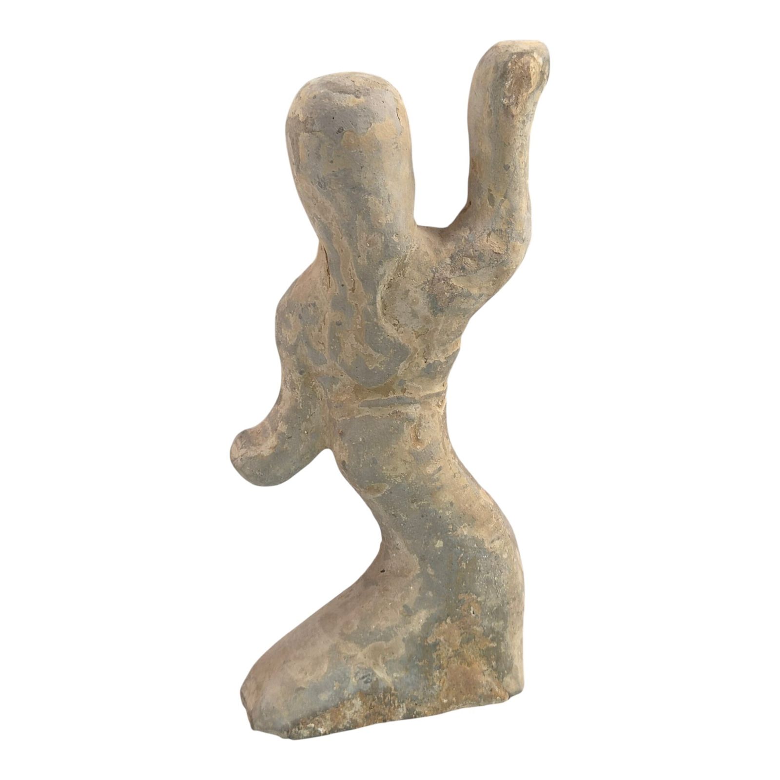 Large Chinese Han Dynasty Grey Pottery Dancer Figure, Mingqi Tomb Sculpture photo vintage
