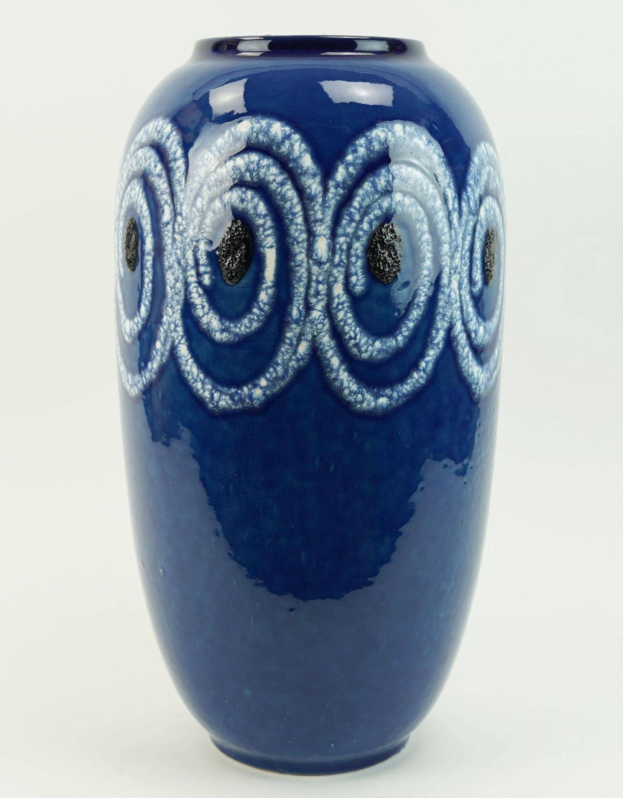 photo for sale Vase de sol Scheurich bleu à motif tourbillon blanc, Fat Lava, modèle n° 546-41