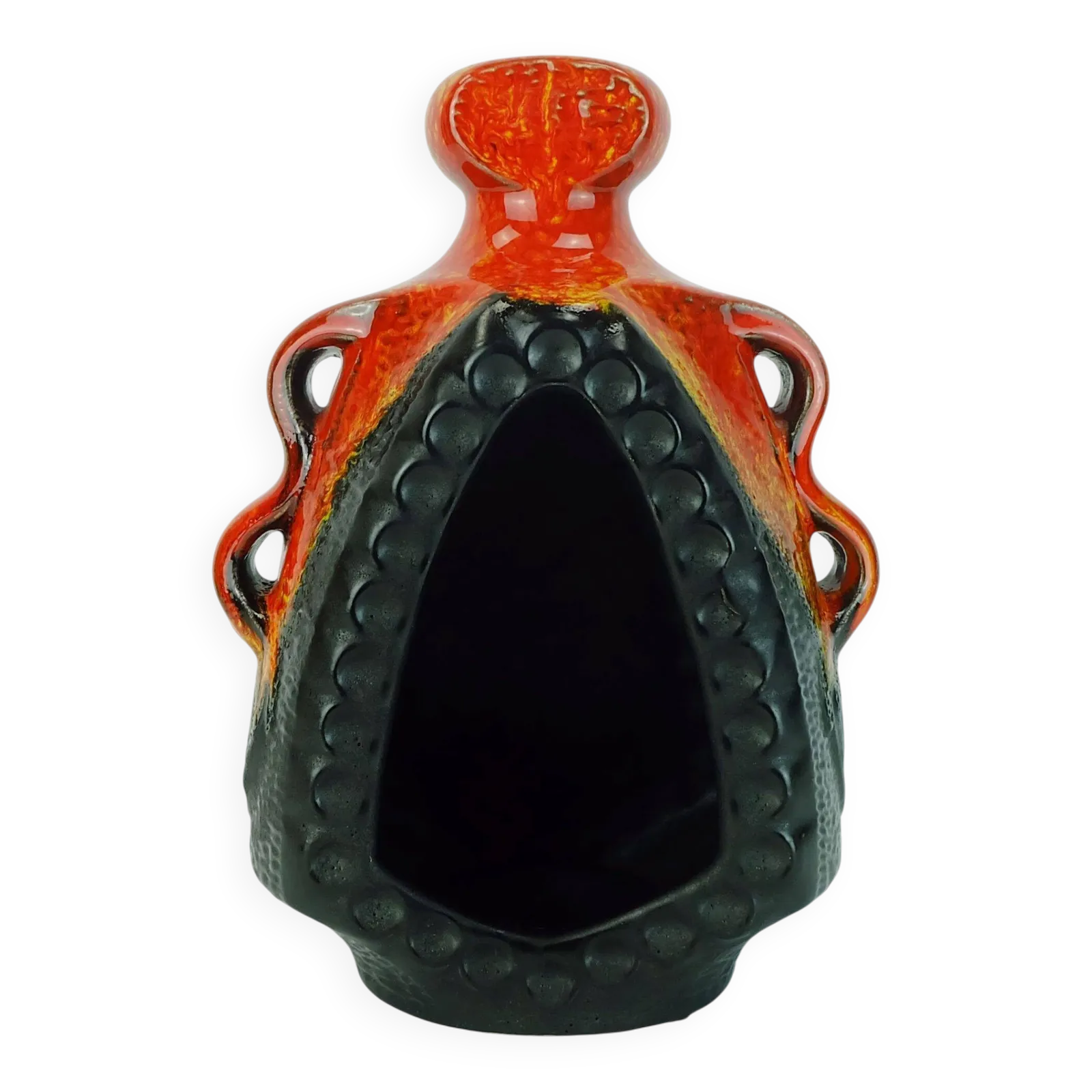 Exceptional Candle Holder Bay Ceramic Model No. 319 25 Orange And Black