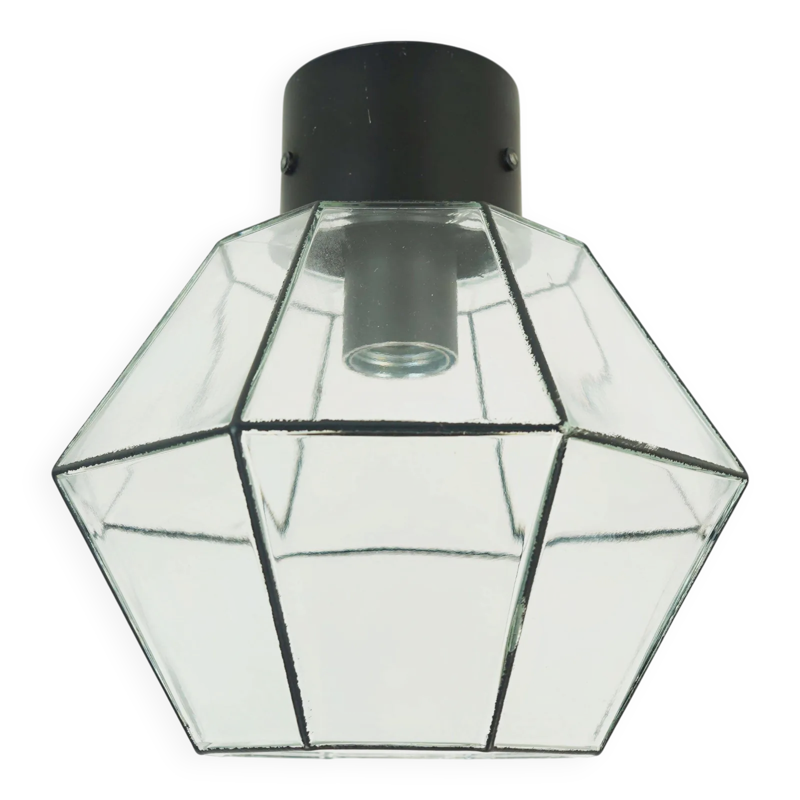 Plafonnier encastré vintage Limburg en verre transparent et métal