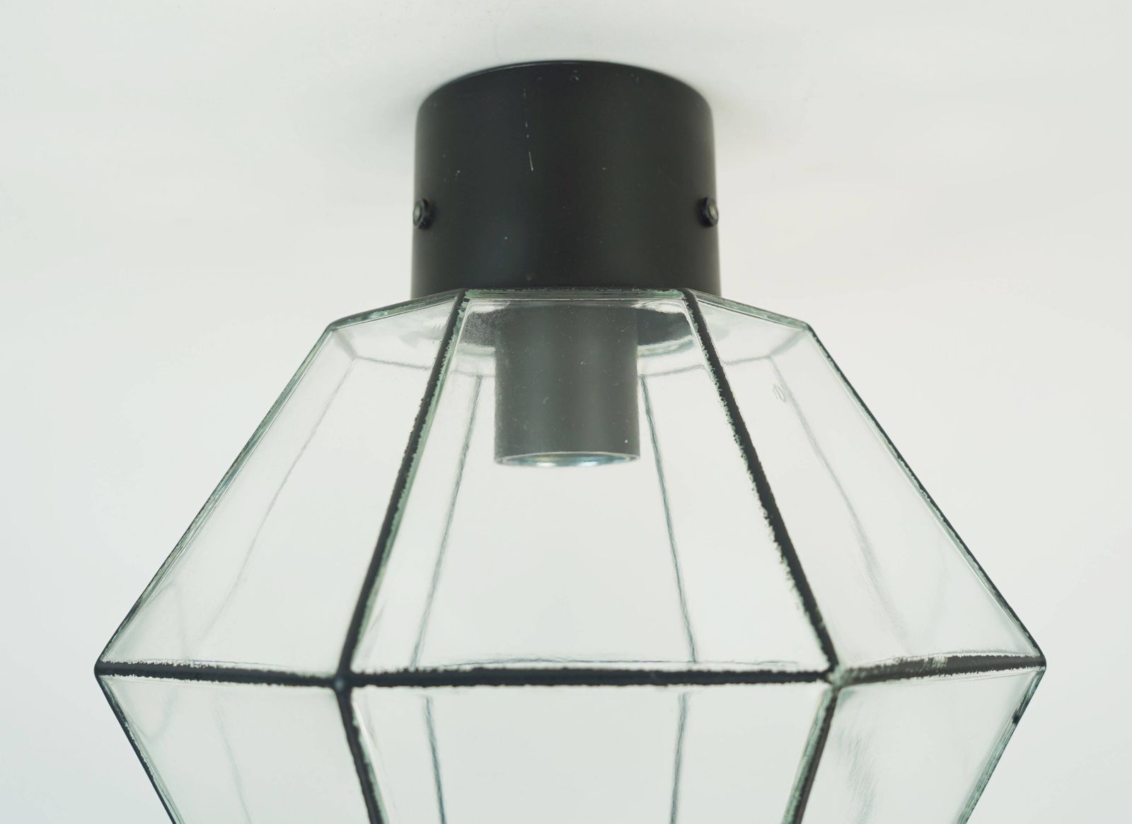 Vintage Limburg Inbouw Plafondlamp met Helder Glas en Metalen Kap photo 382.0