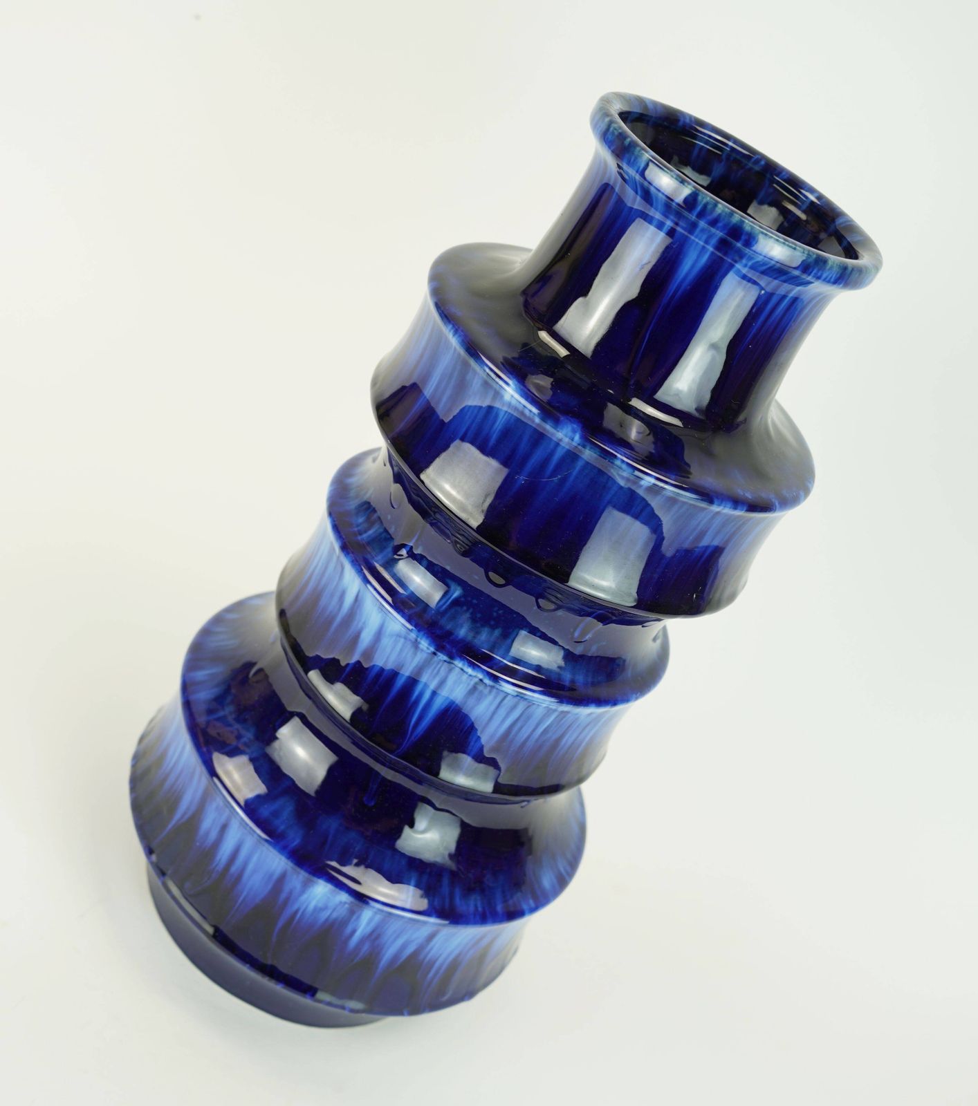 Scheurich Keramik vloervaas met drip glaze in blauwtinten, jaren 1960/1970 photo for sale