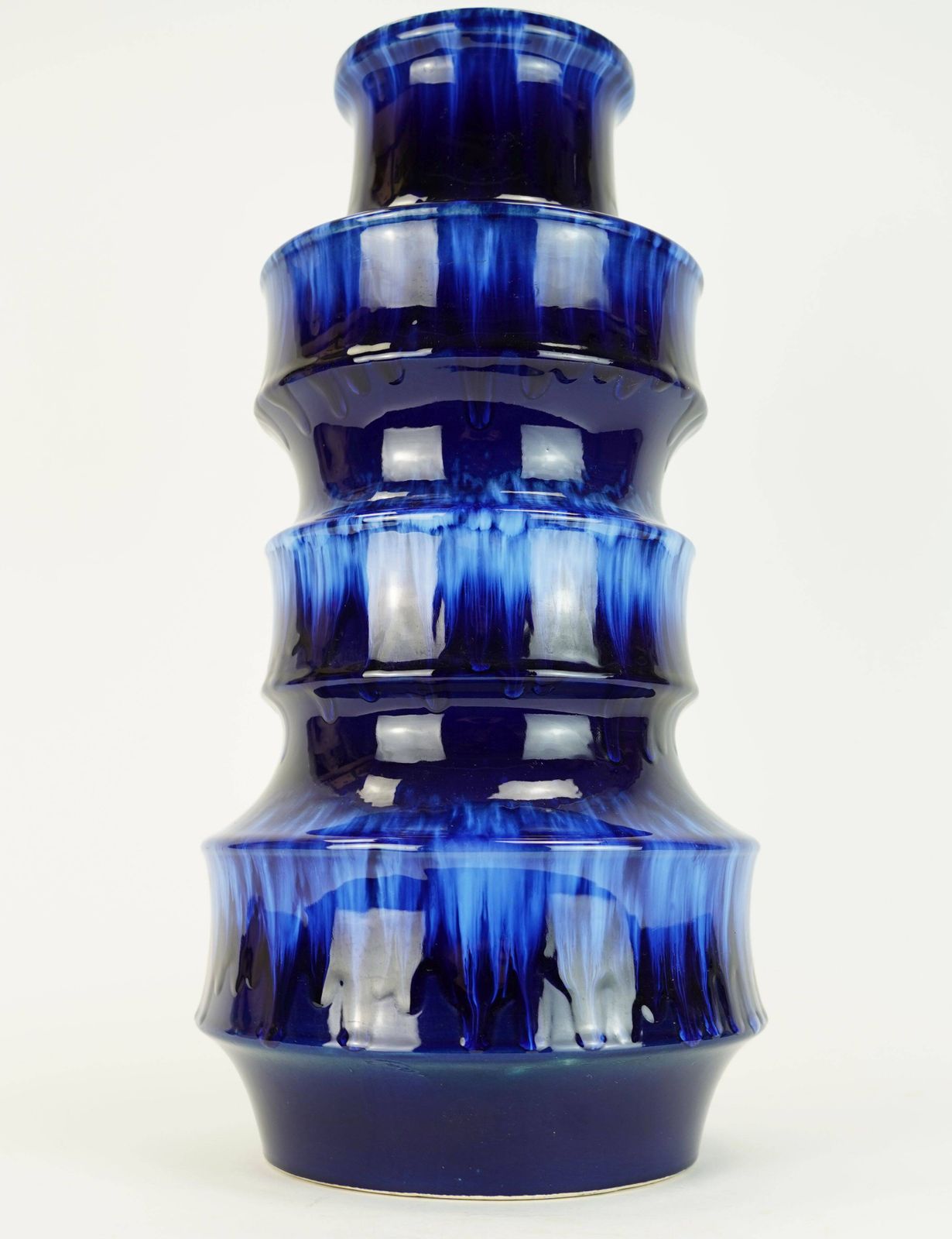 Scheurich Ceramic Floorvase Drip Glaze Different Shades Of Blue 60s/70s photo buy