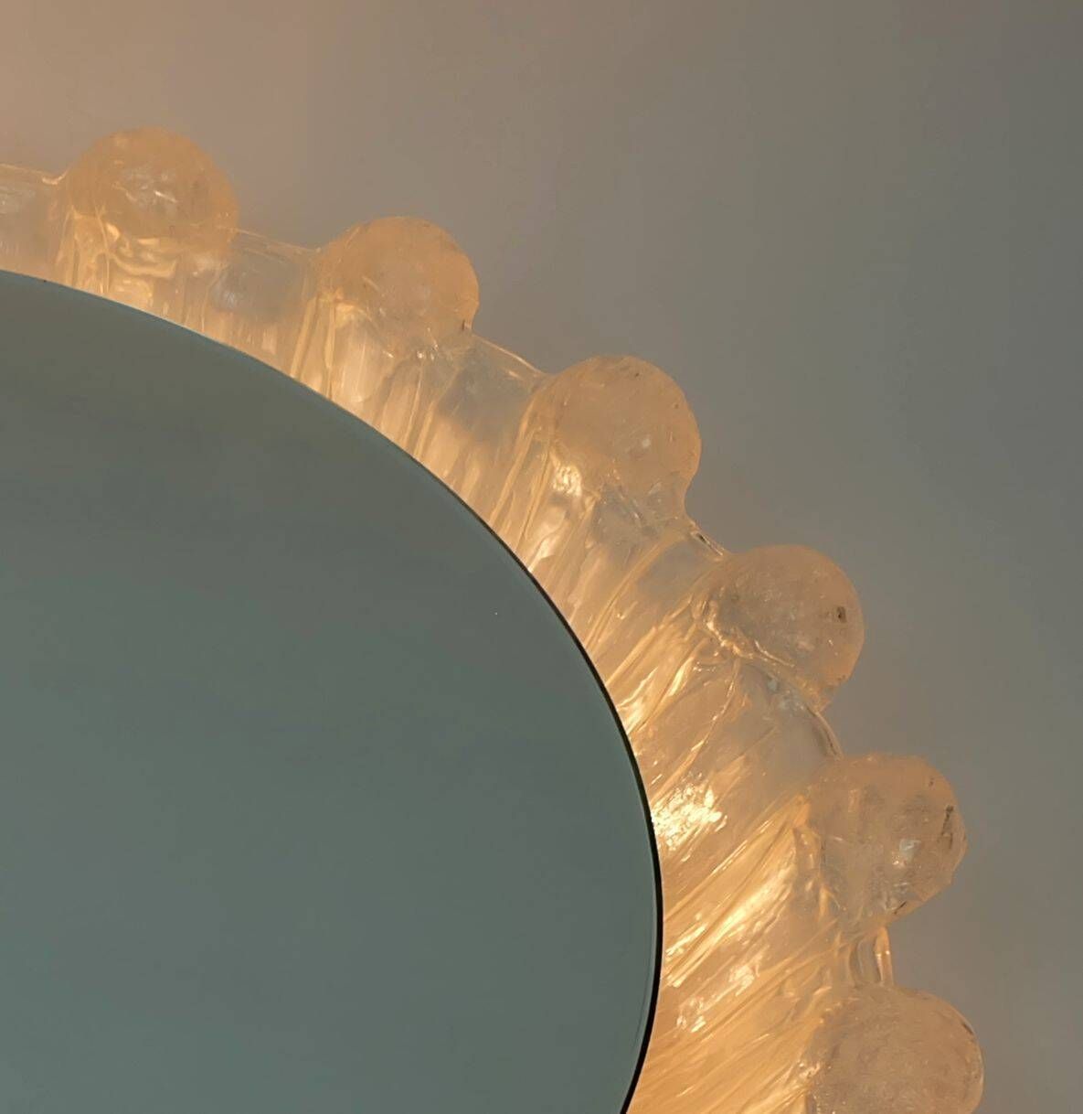 photo for sale Backlit Mirror By Schöninger, Acrylic Frame, Frosted Glass, 1960s 1970s Decor