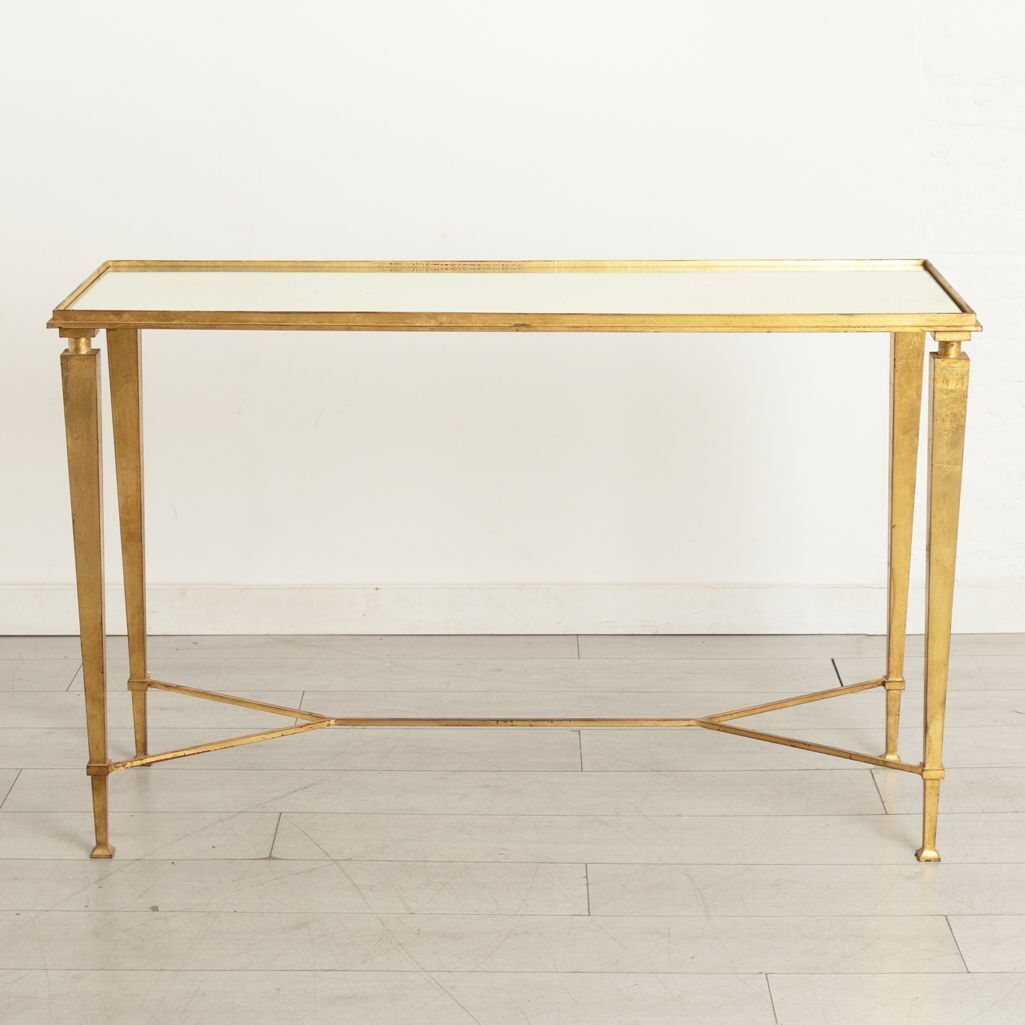 Antiqued Glass & Gilt Console Table In The Manner Of Maison Ramsay C.2005 photo furniture