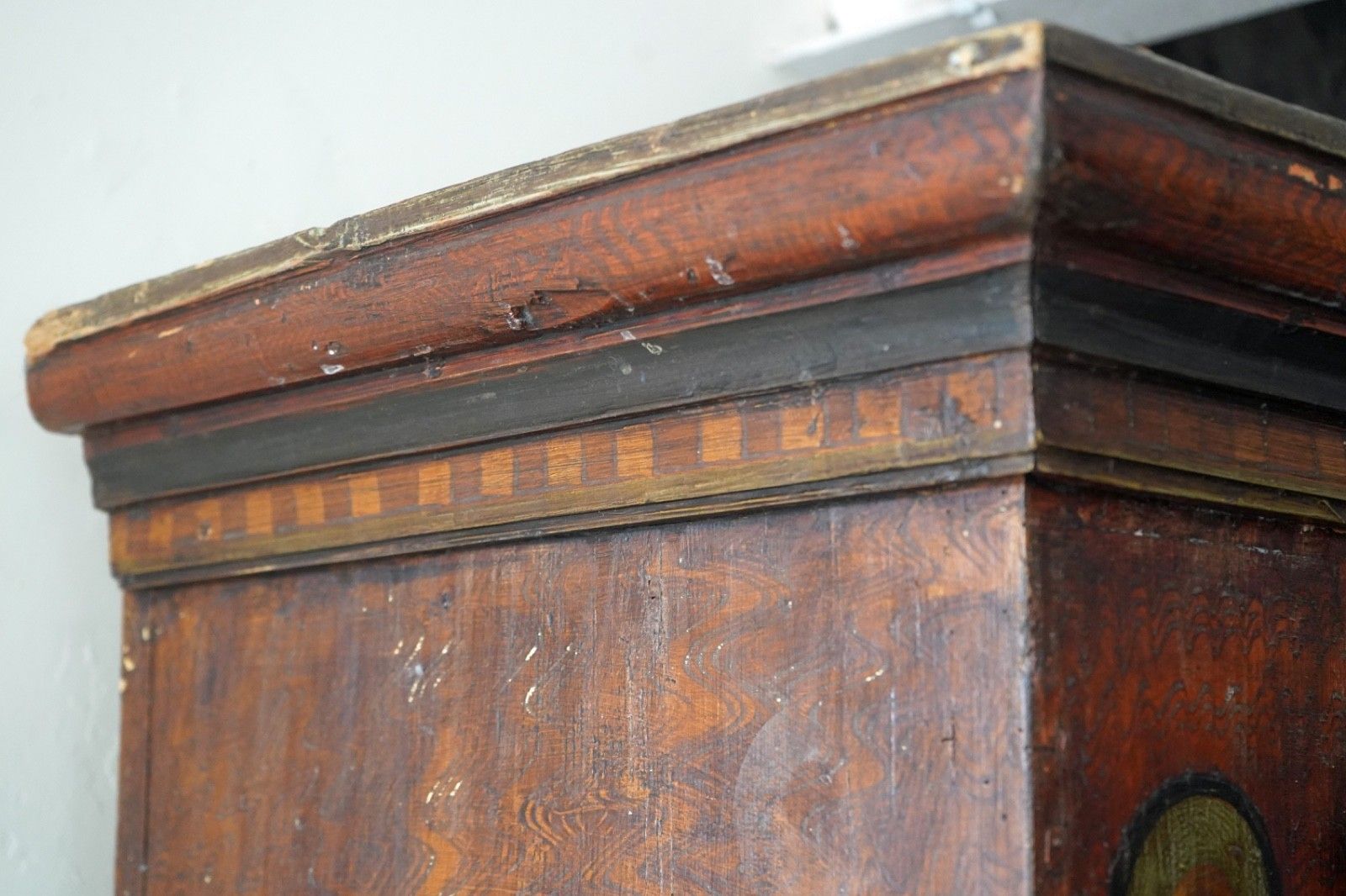 19th C. Painted Folk Art Bridal Cupboard, 1816 photo Furniture