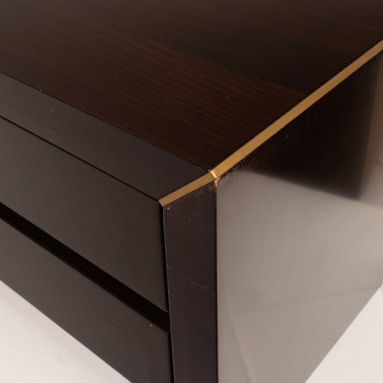 Pair Of African Rosewood And Brass Bedside Tables For Fratelli Turri photo vintage