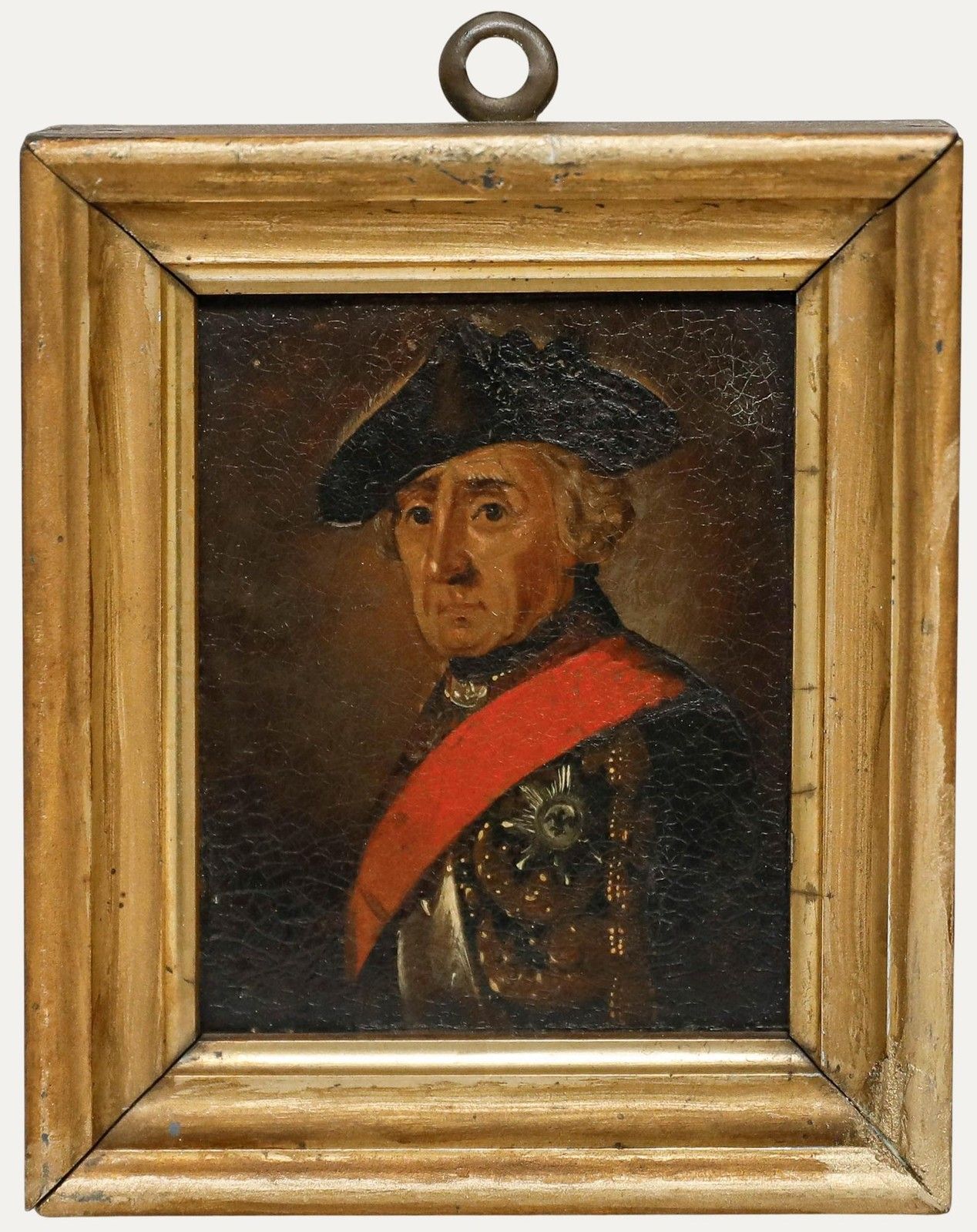 German School Miniature 19th Century Oil, Frederick The Great