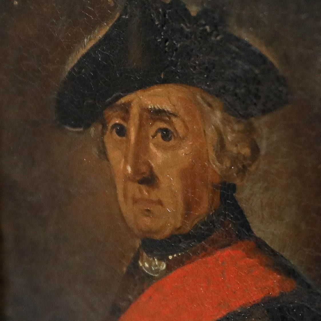 German School Miniature 19th Century Oil, Frederick The Great photo vinterior