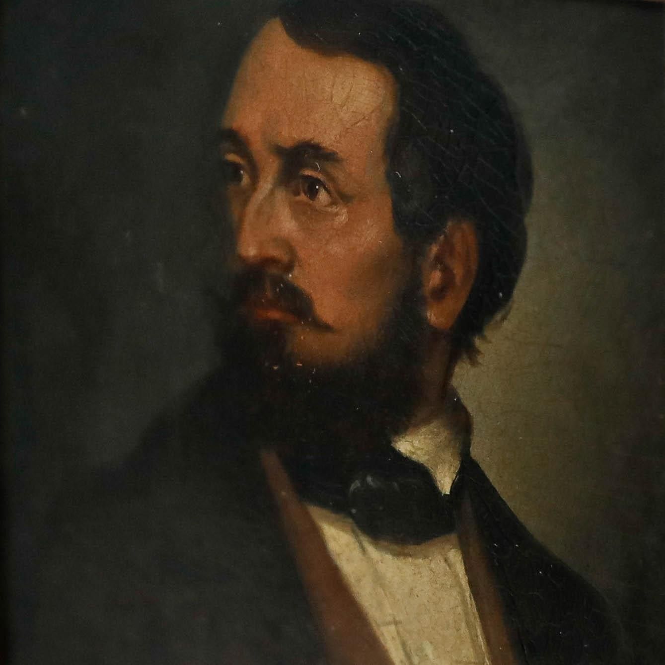 German School Miniature 19th Century Oil, Heinrich Von Treitschke photo 325.0