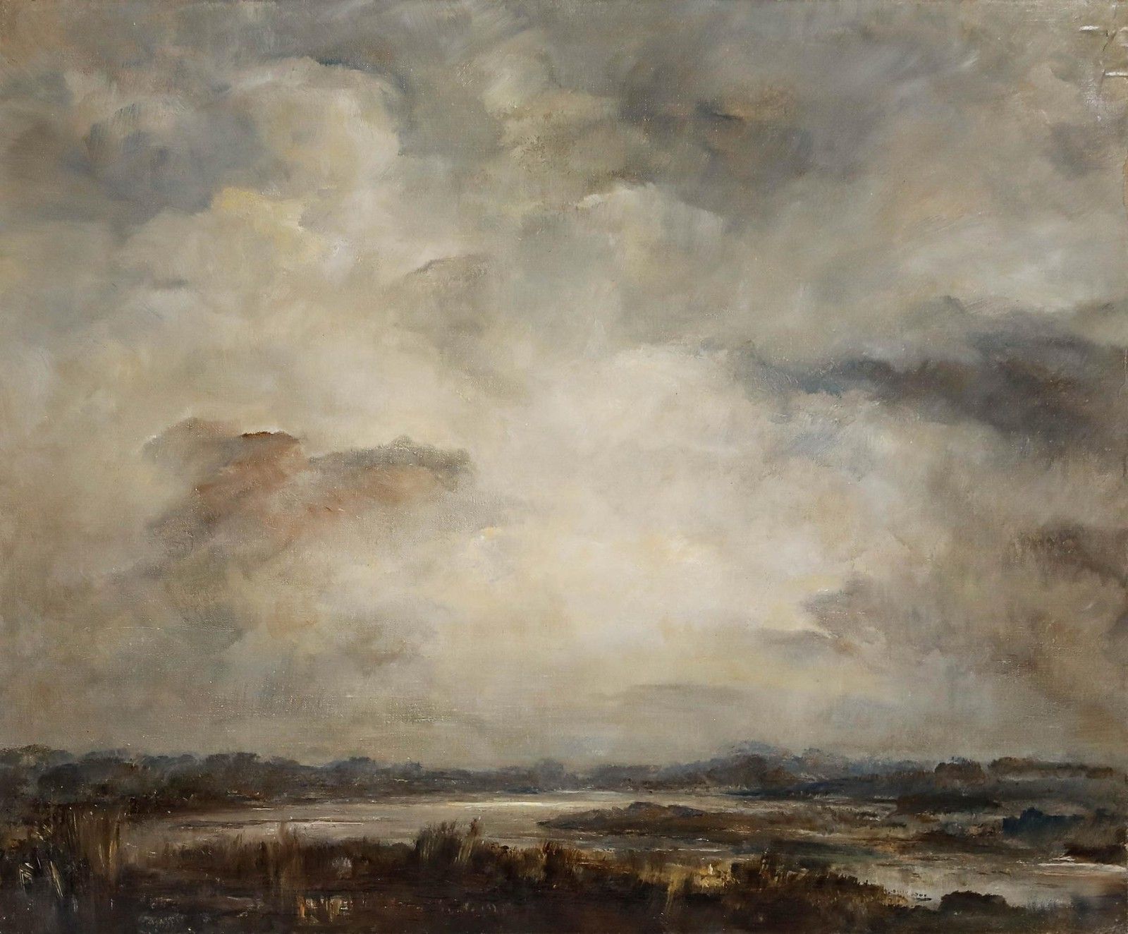 Manner Of J.M.W. Turner Late 19th Century Oil, Rain Over The Marshlands photo furniture