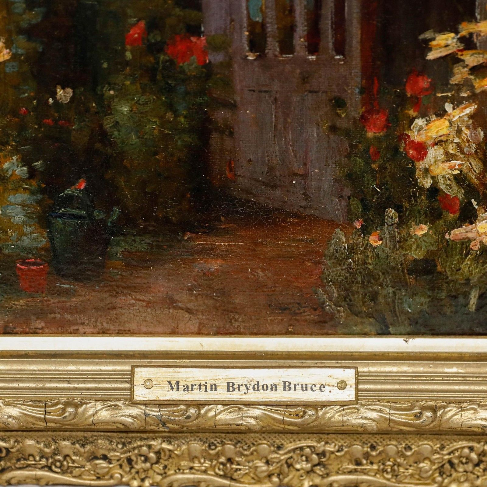 Martin Brydon Bruce Framed Late 19th Century Oil, The Cottage Gate photo vintage