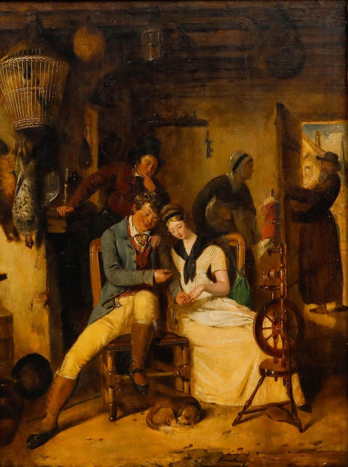 Follower Of David Wilkie (1785 1841) 19th Century Oil, The Wedding Eve photo furniture