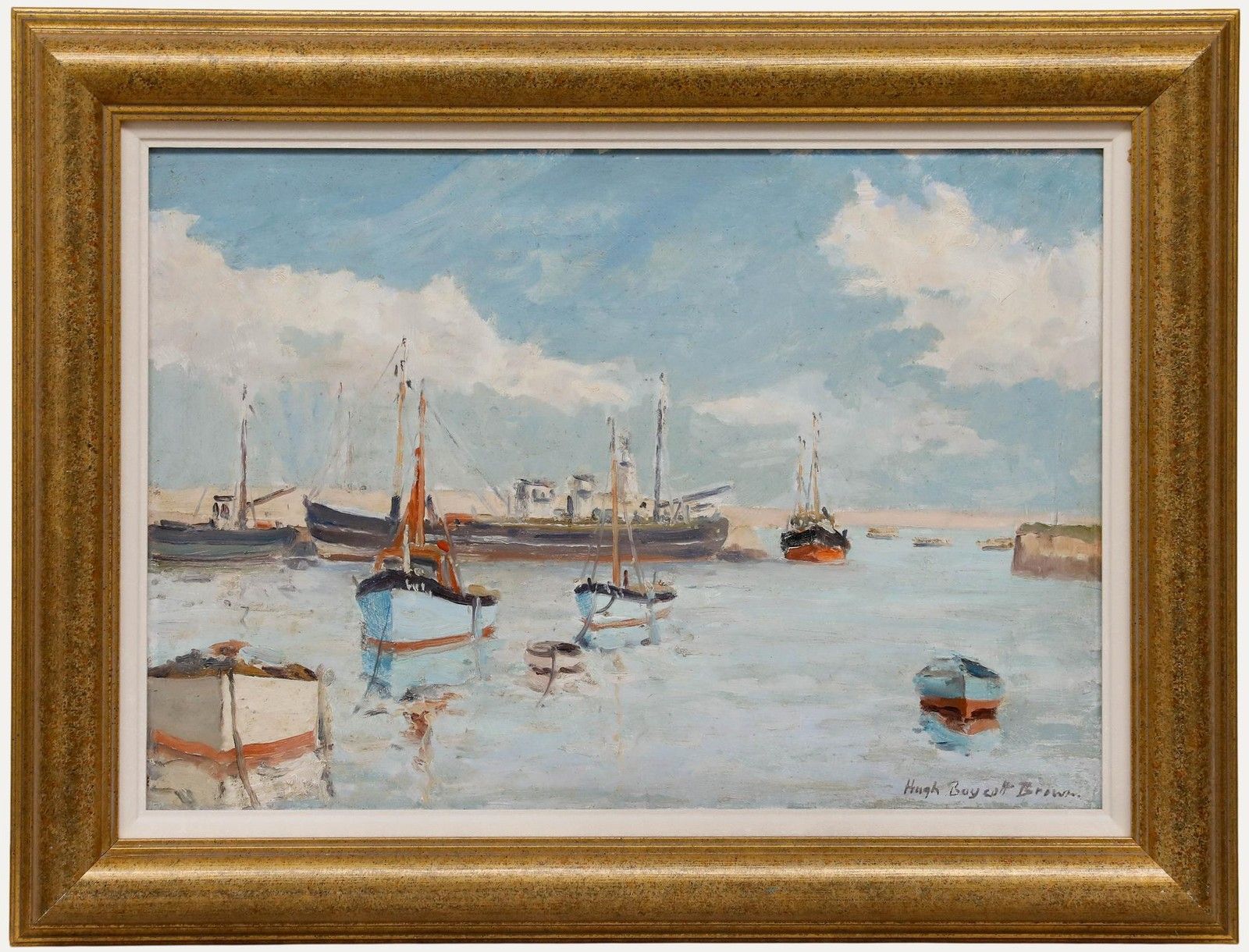 Hugh Boycott Brown (1909 1990) Oil, Fishing Boats In Brixham Harbour