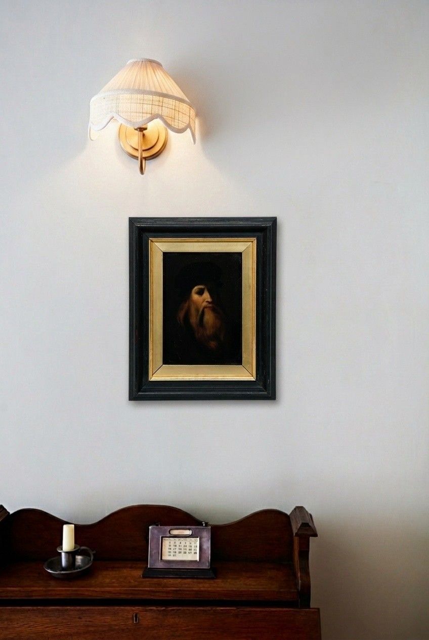 Italian School Early 20th Century Oil Portrait Of Leonardo Da Vinci photo for sale