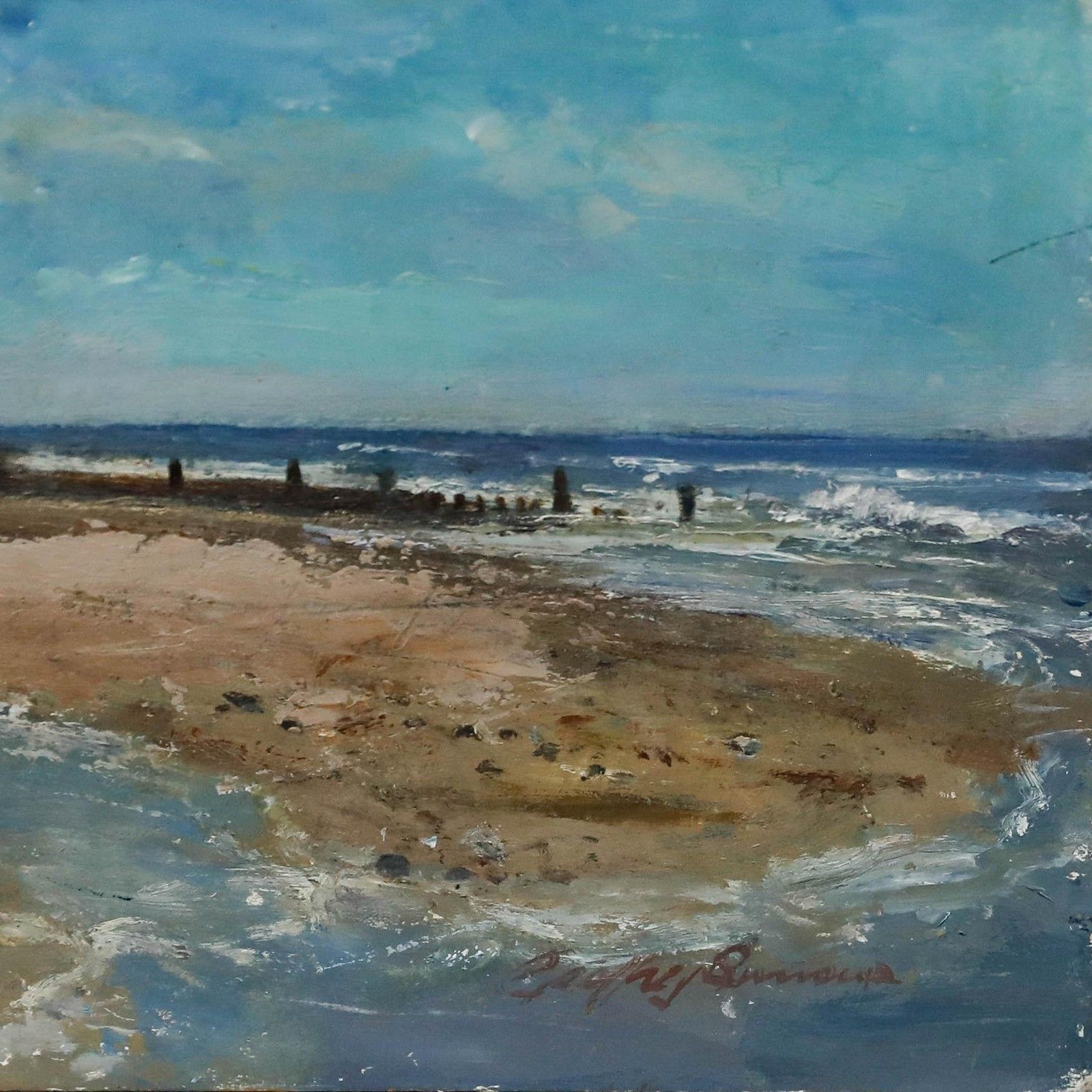Geoffrey Burrows (1934 2023) Oil, Running Stream And Incoming Tide photo 145.0